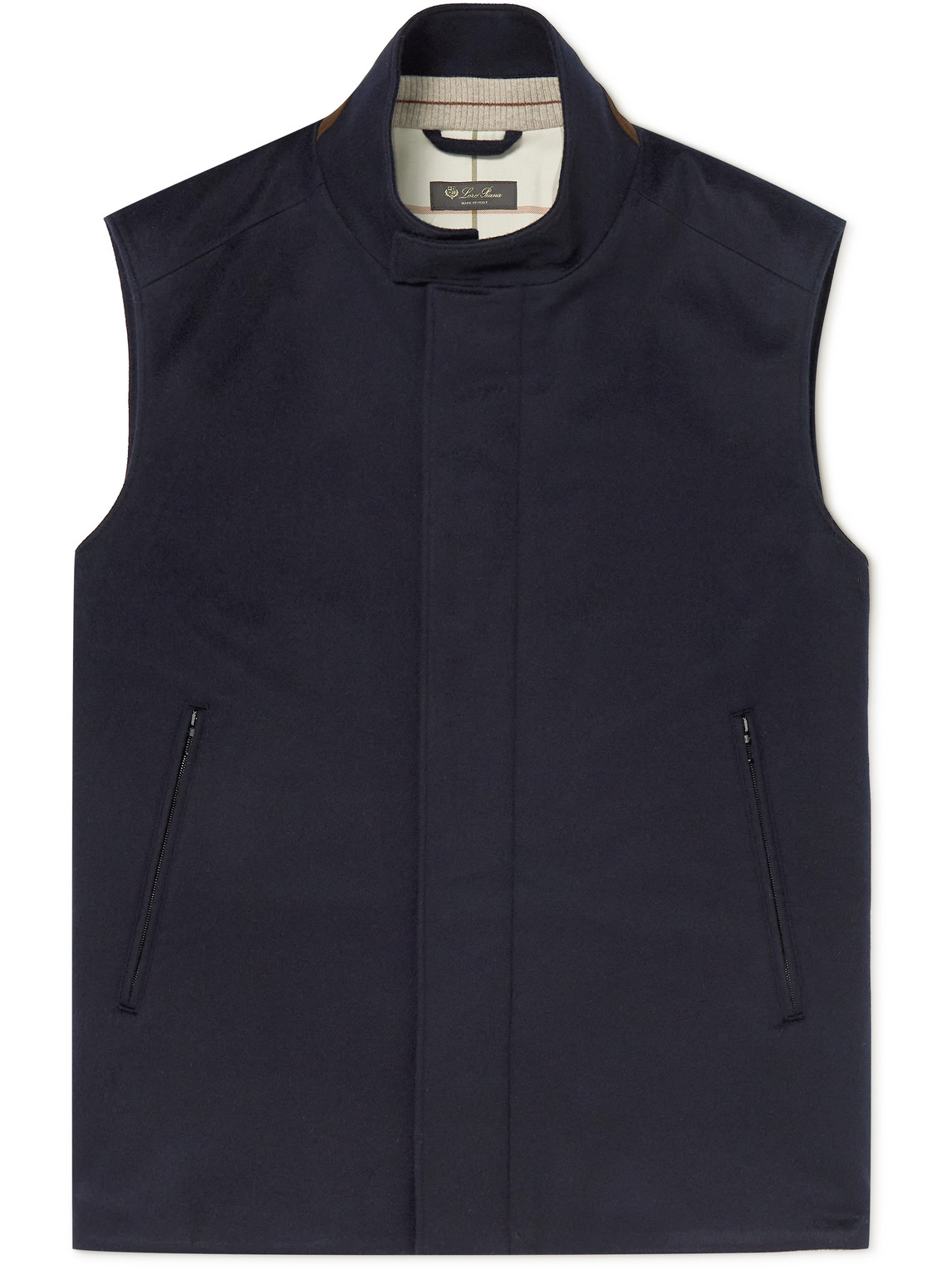 Loro Piana Suede-trimmed Brushed-cashmere Gilet In Blue