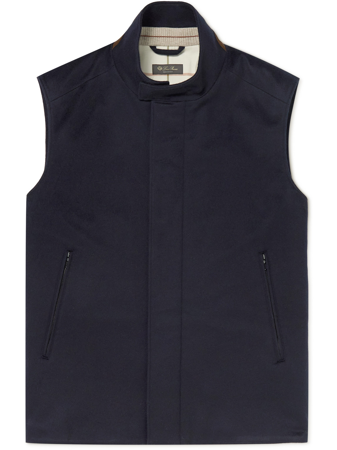 Suede-Trimmed Brushed-Cashmere Gilet