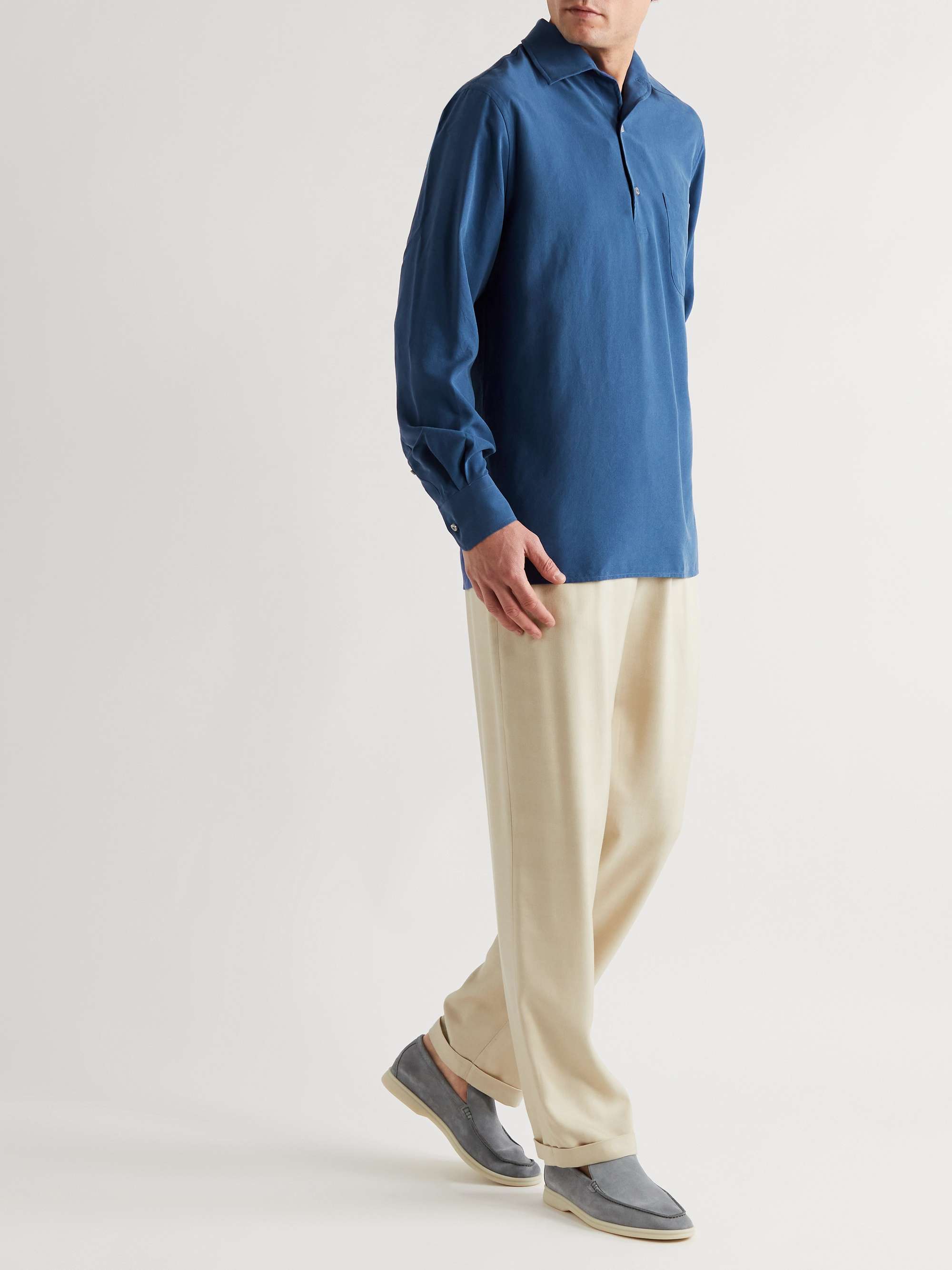 LORO PIANA André Silk Half-Placket Shirt