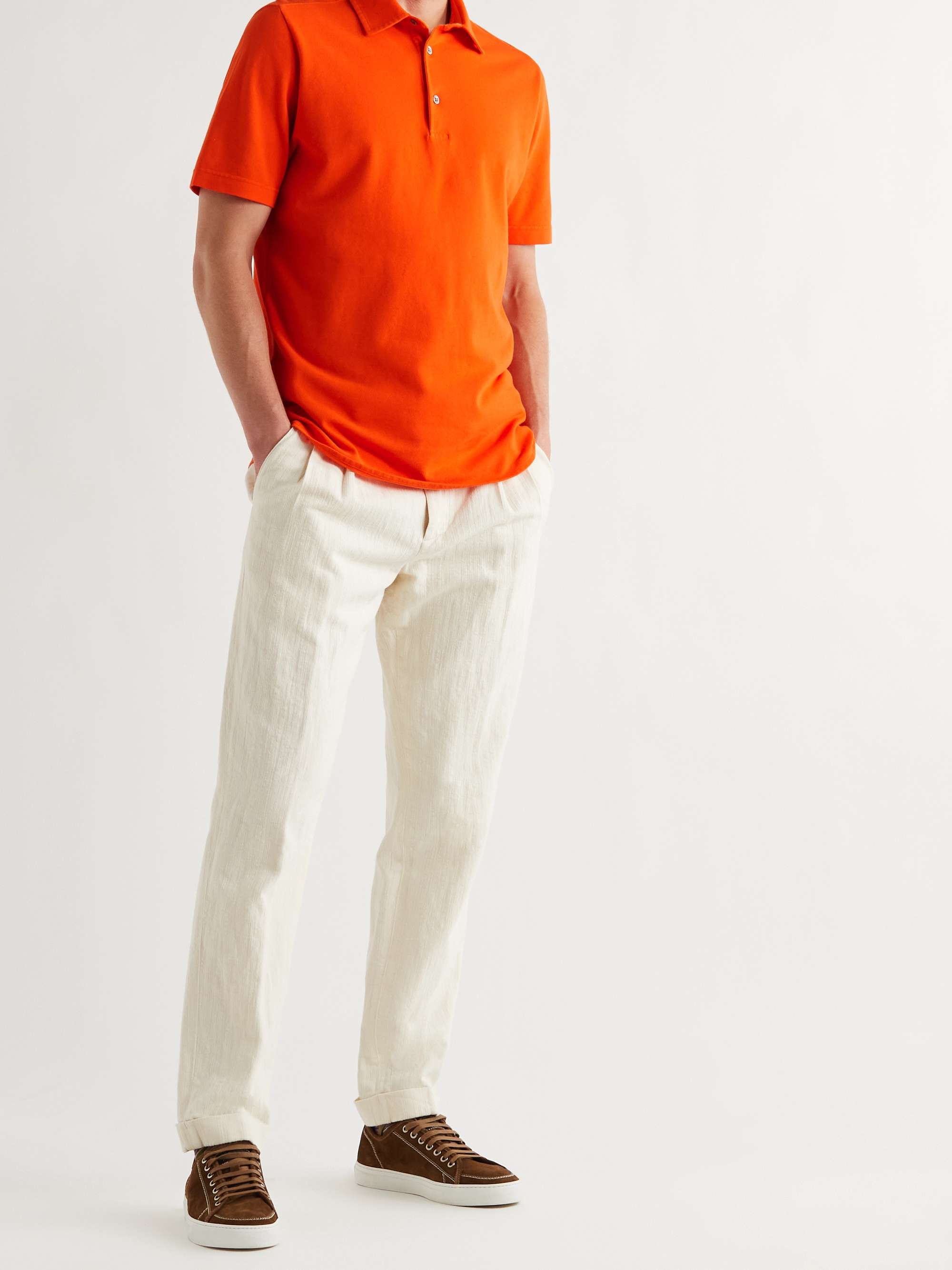 LORO PIANA Cotton-Piqué Polo Shirt
