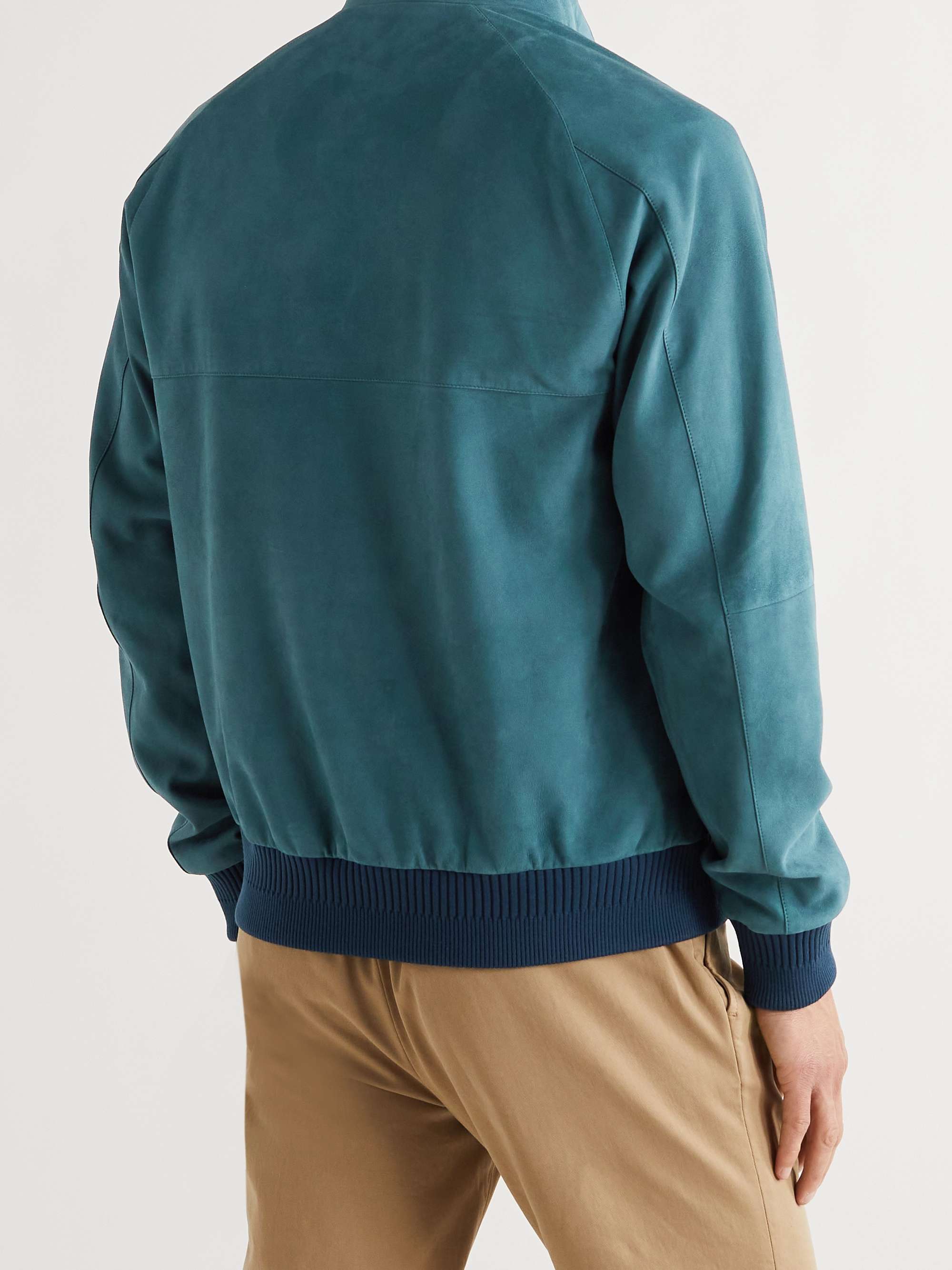 LORO PIANA Rain System Suede Bomber Jacket