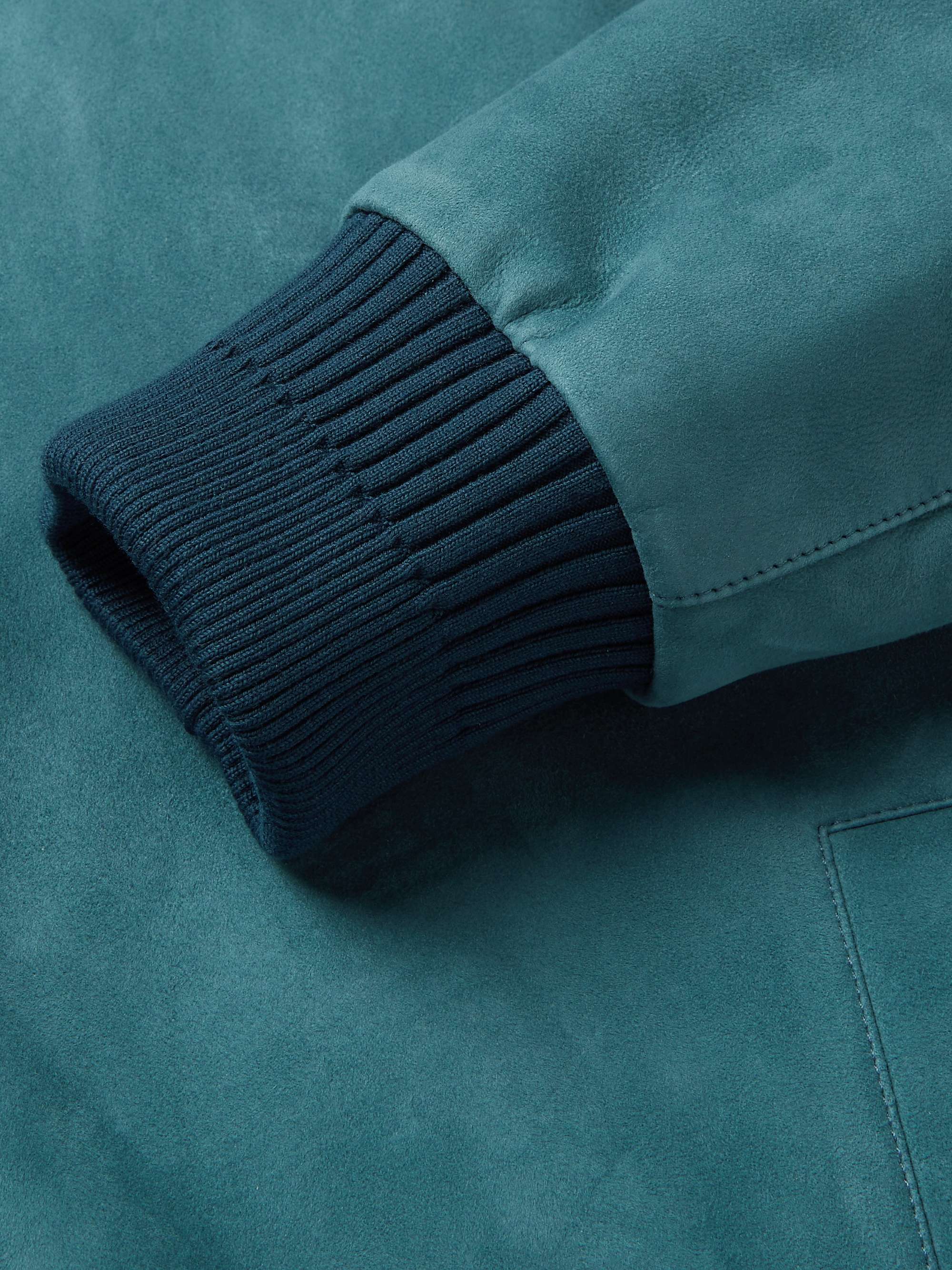 LORO PIANA Rain System Suede Bomber Jacket