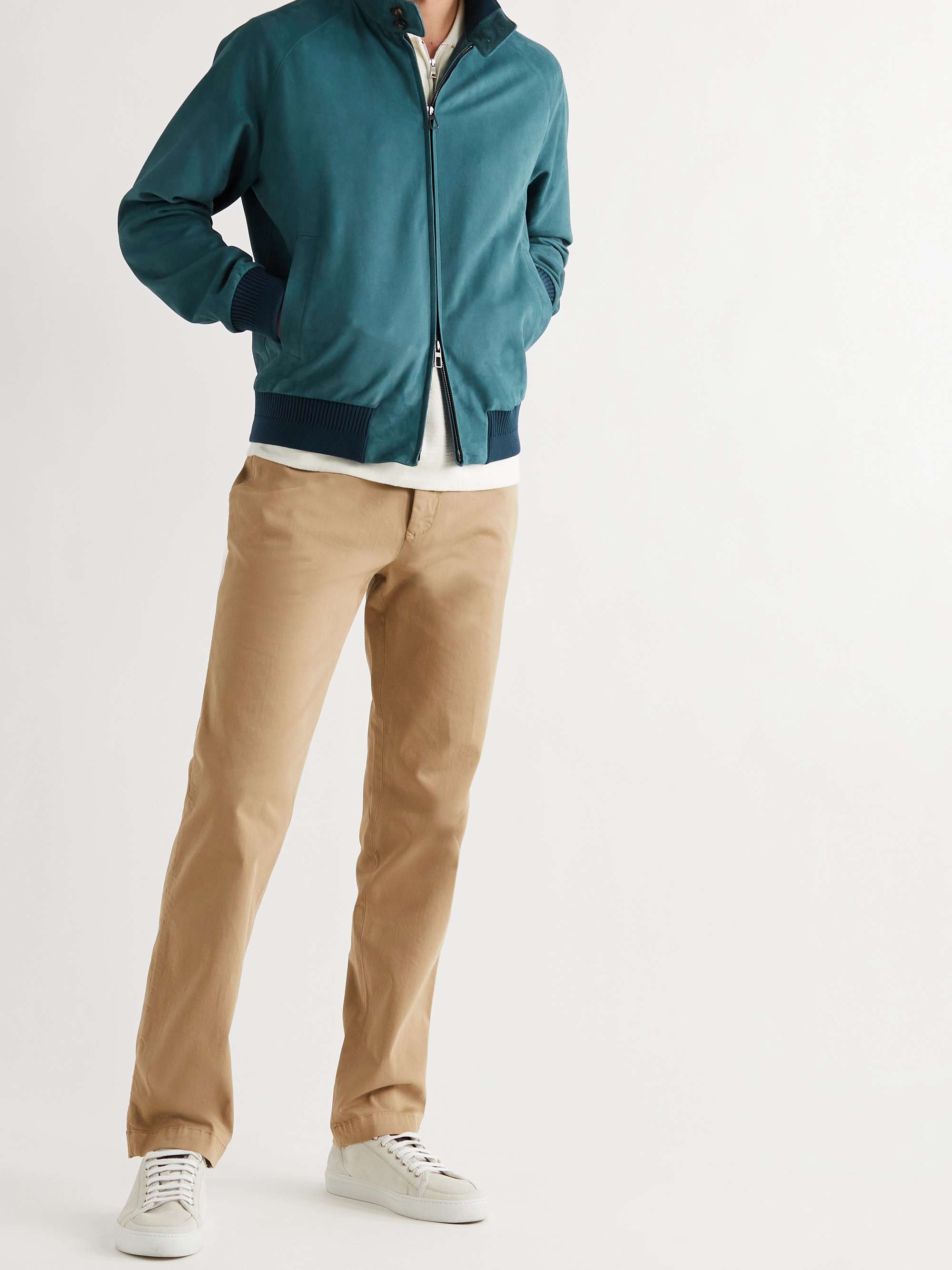 LORO PIANA Rain System Suede Bomber Jacket