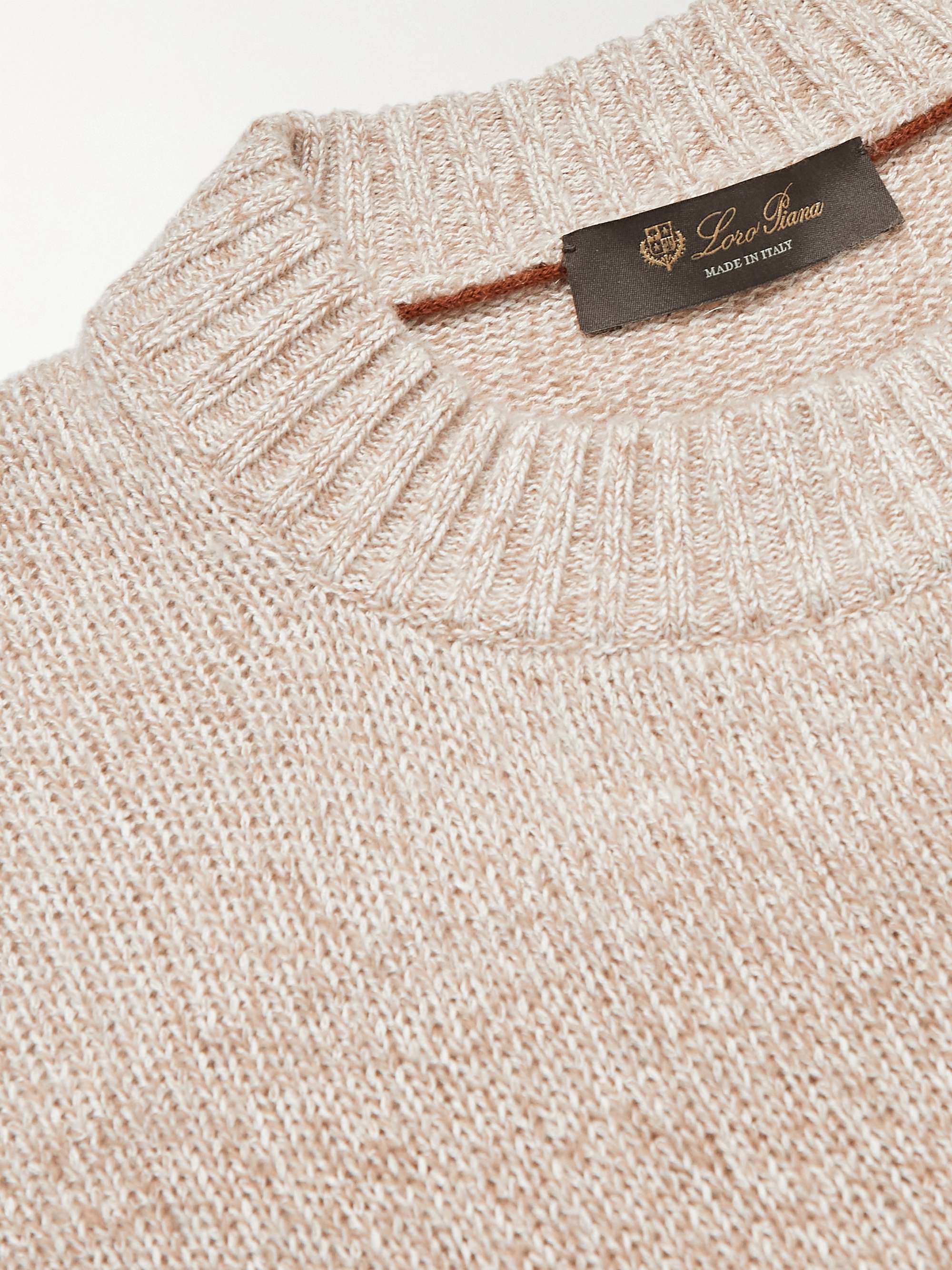 LORO PIANA Striped Silk, Camel and Cashmere-Blend Sweater