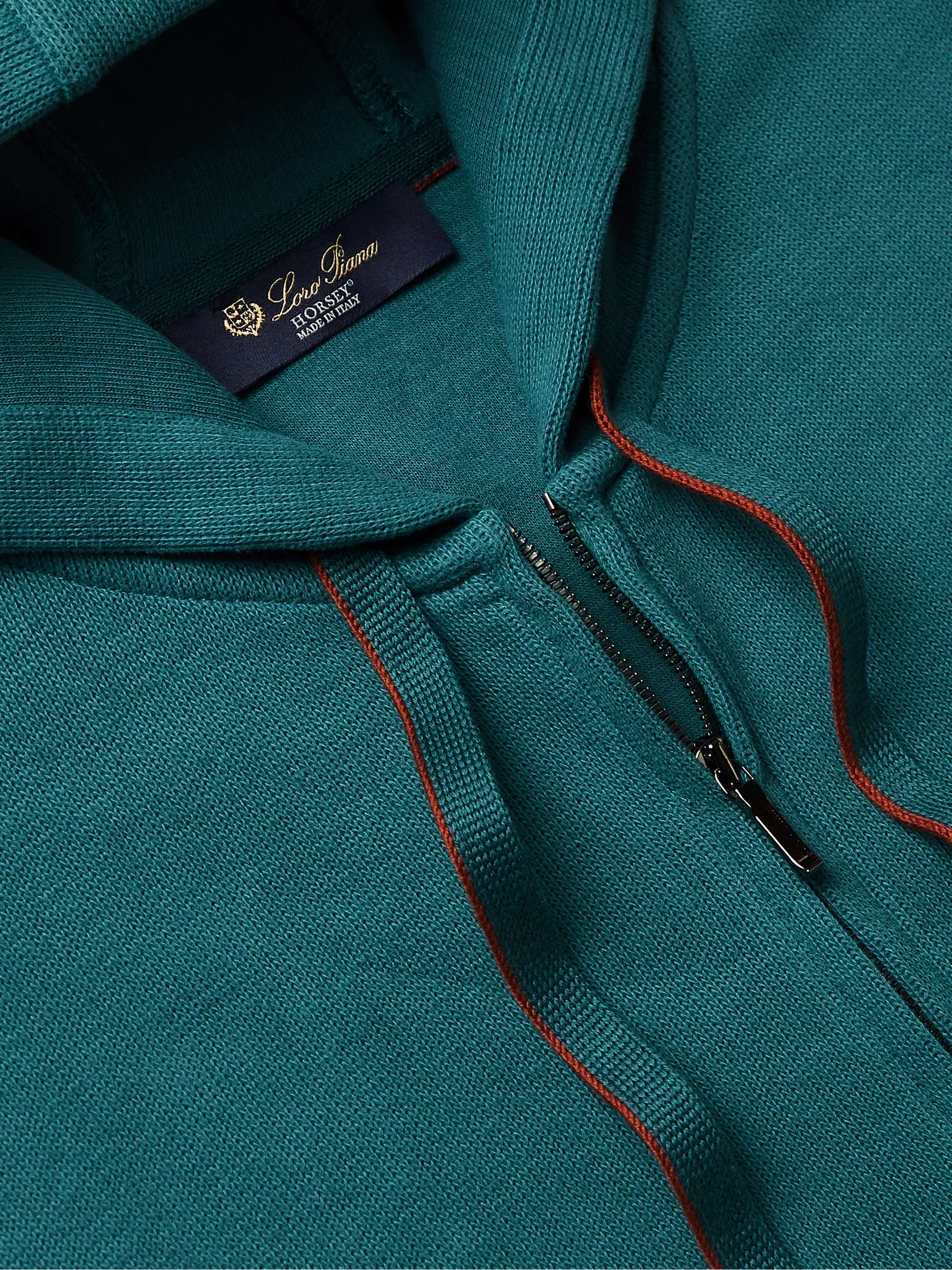 LORO PIANA Logo-Embroidered Cotton-Jersey Zip-Up Hoodie