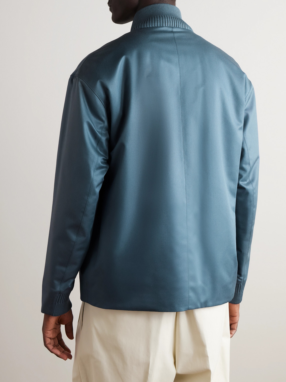 Shop Loro Piana Padded Silk-twill Bomber Jacket In Blue