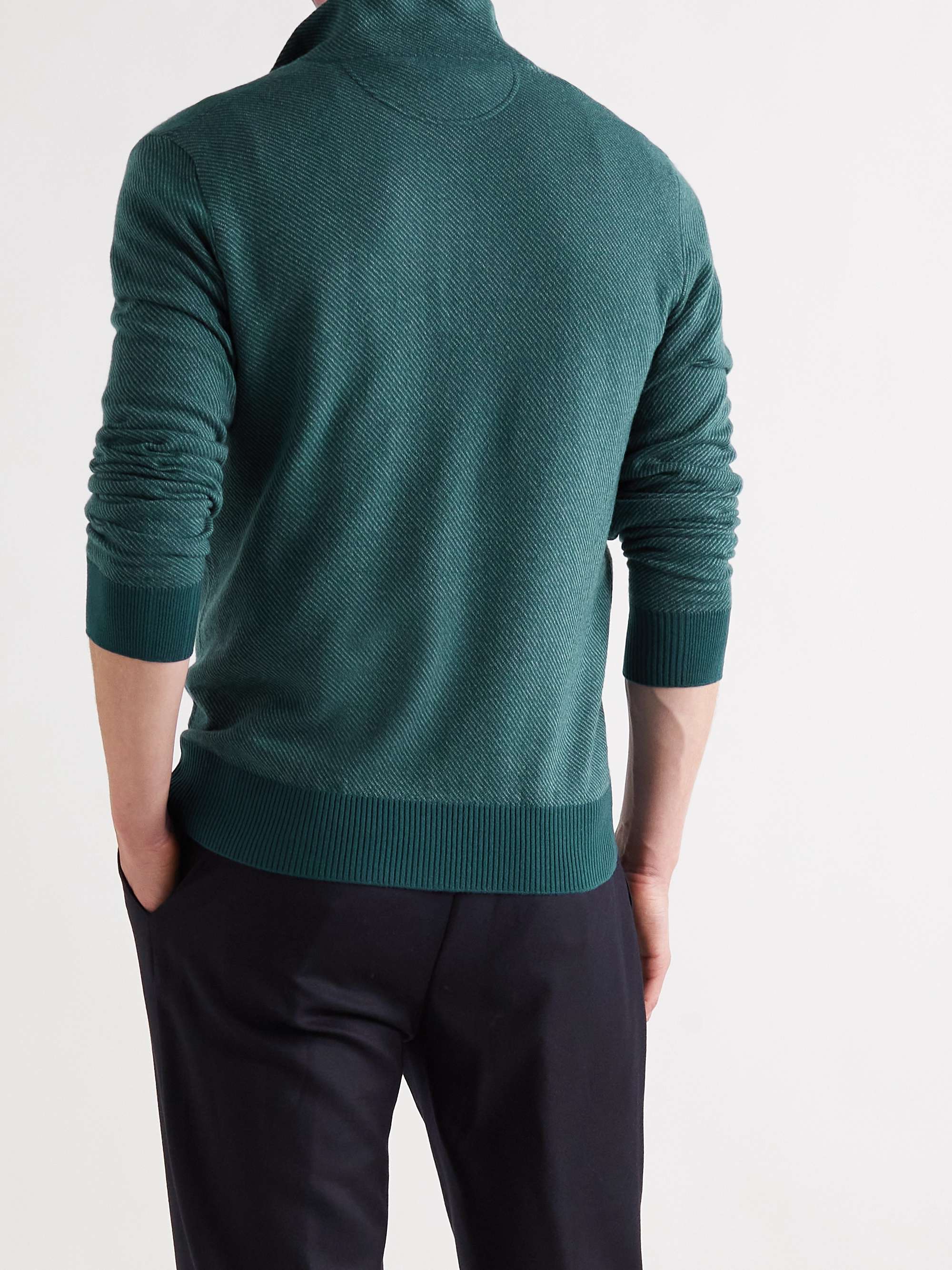 LORO PIANA Roadster Striped Cashmere Half-Zip Sweater