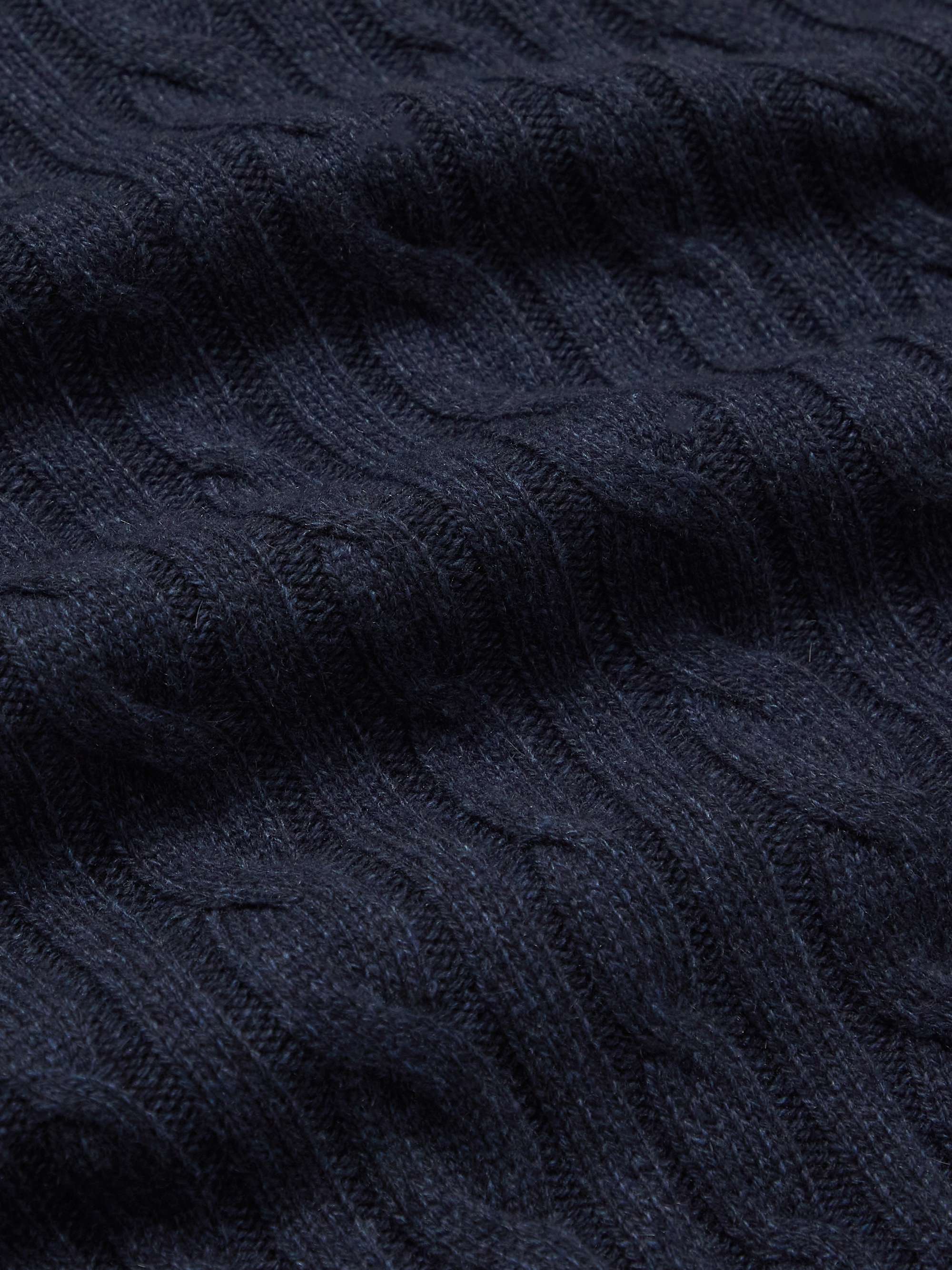 LORO PIANA Suede-Trimmed Cable-Knit Baby Cashmere Half-Zip Sweater