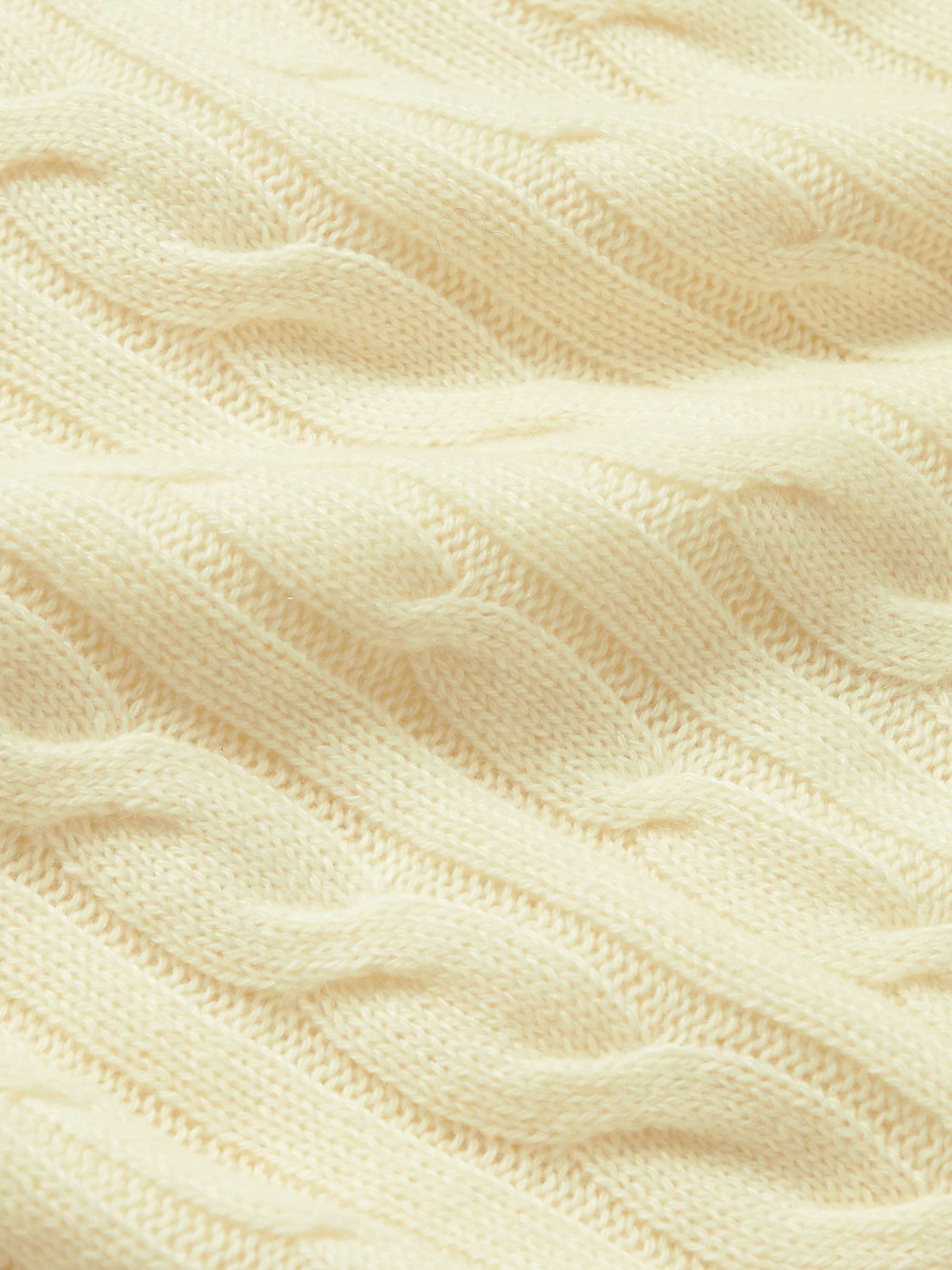 LORO PIANA Suede-Trimmed Cable-Knit Baby Cashmere Half-Zip Sweater