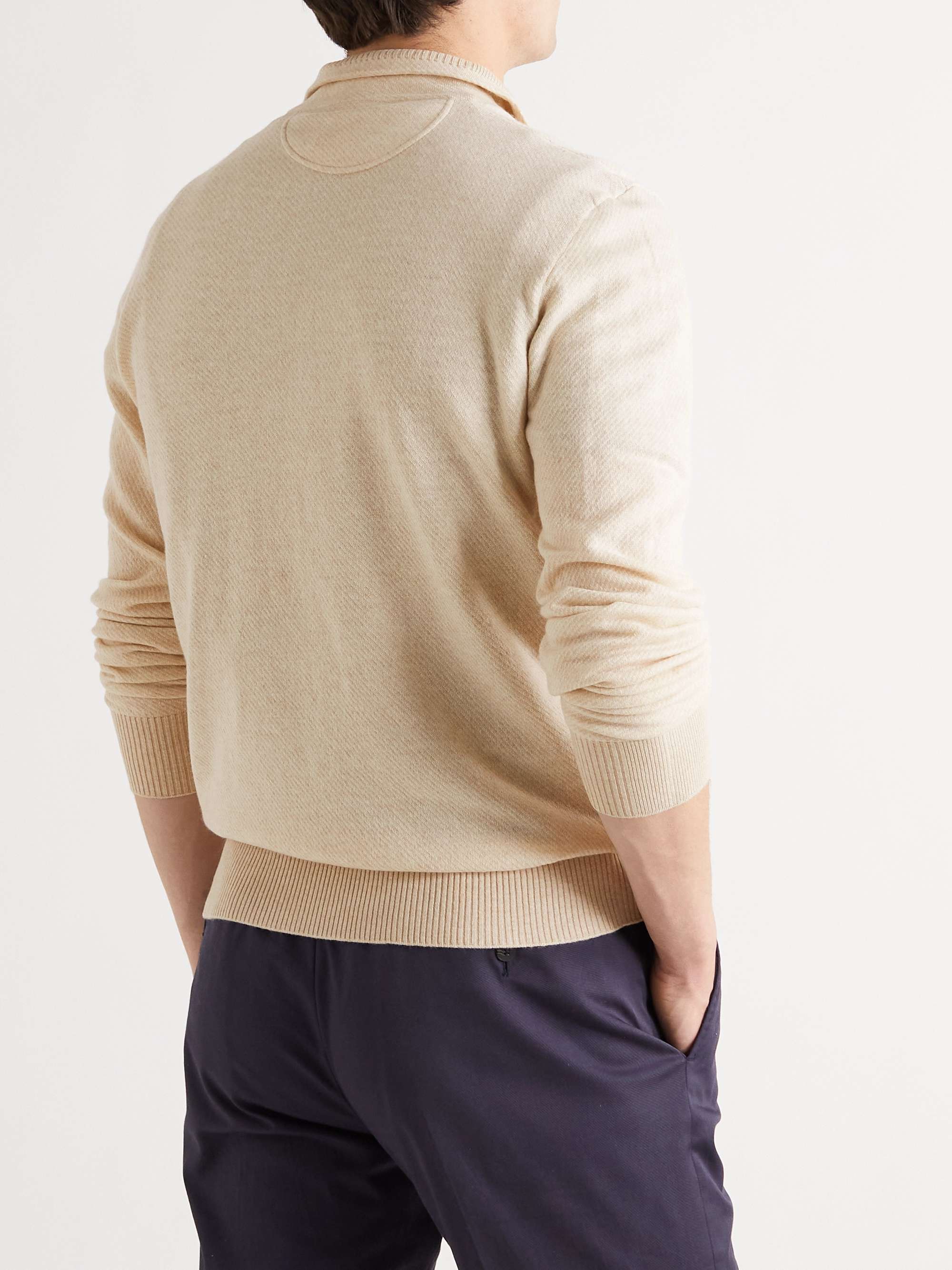 LORO PIANA Roadster Striped Cashmere Half-Zip Sweater