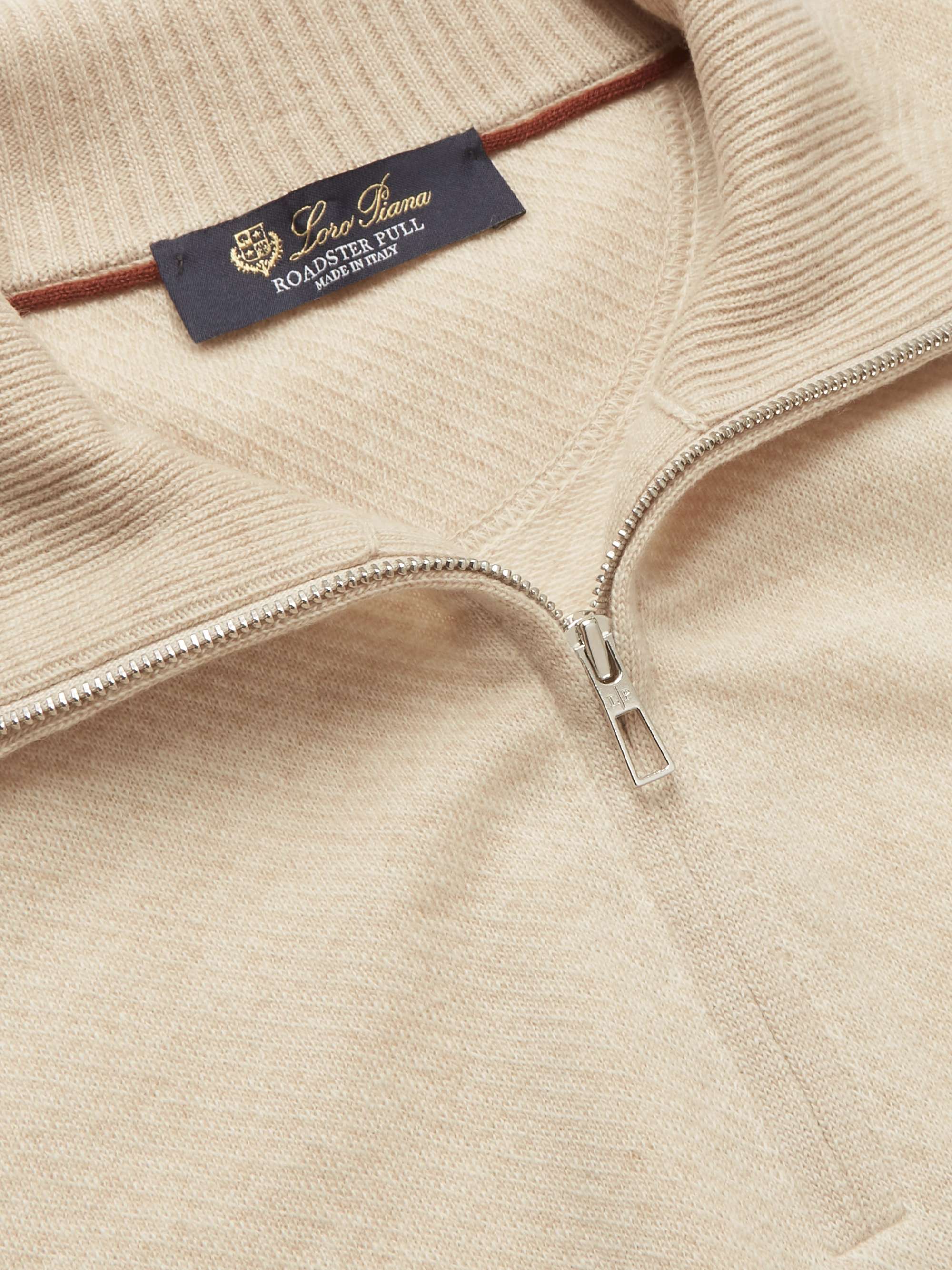 LORO PIANA Roadster Striped Cashmere Half-Zip Sweater