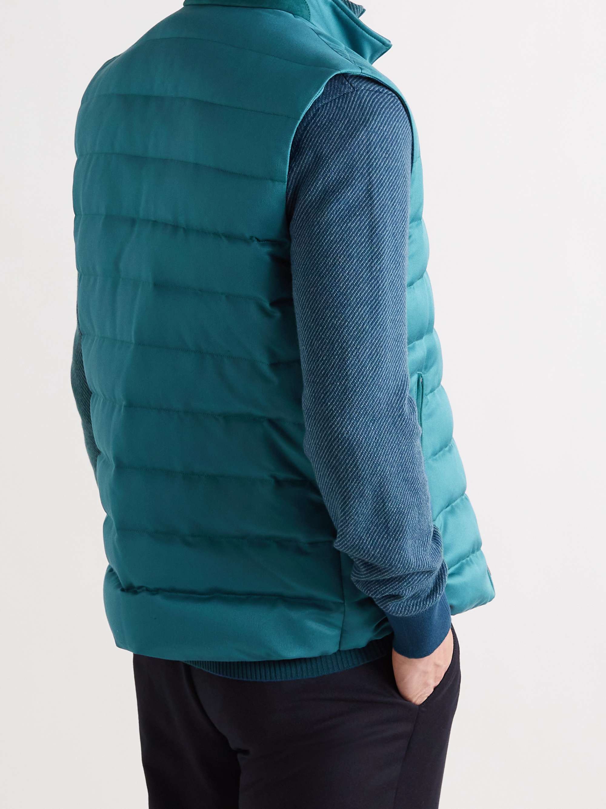 LORO PIANA Gateway Rain System Quilted Silk-Twill Down Gilet