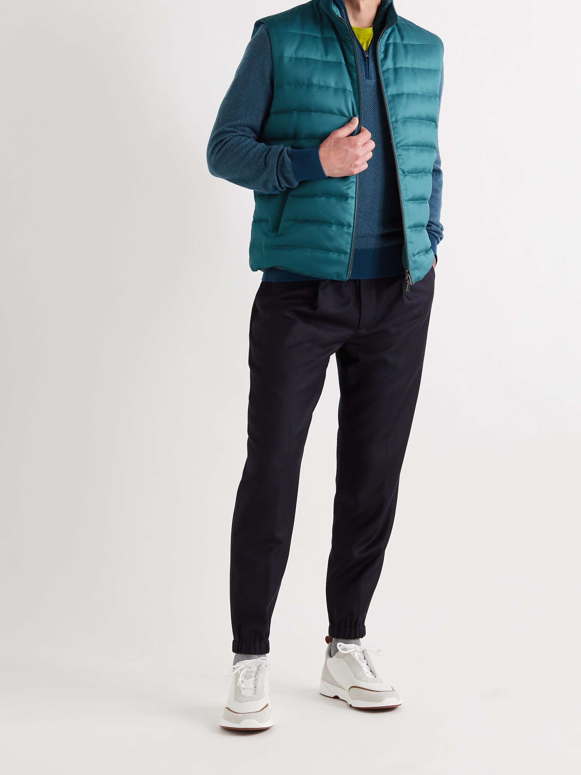 LORO PIANA Gateway Rain System Quilted Silk-Twill Down Gilet