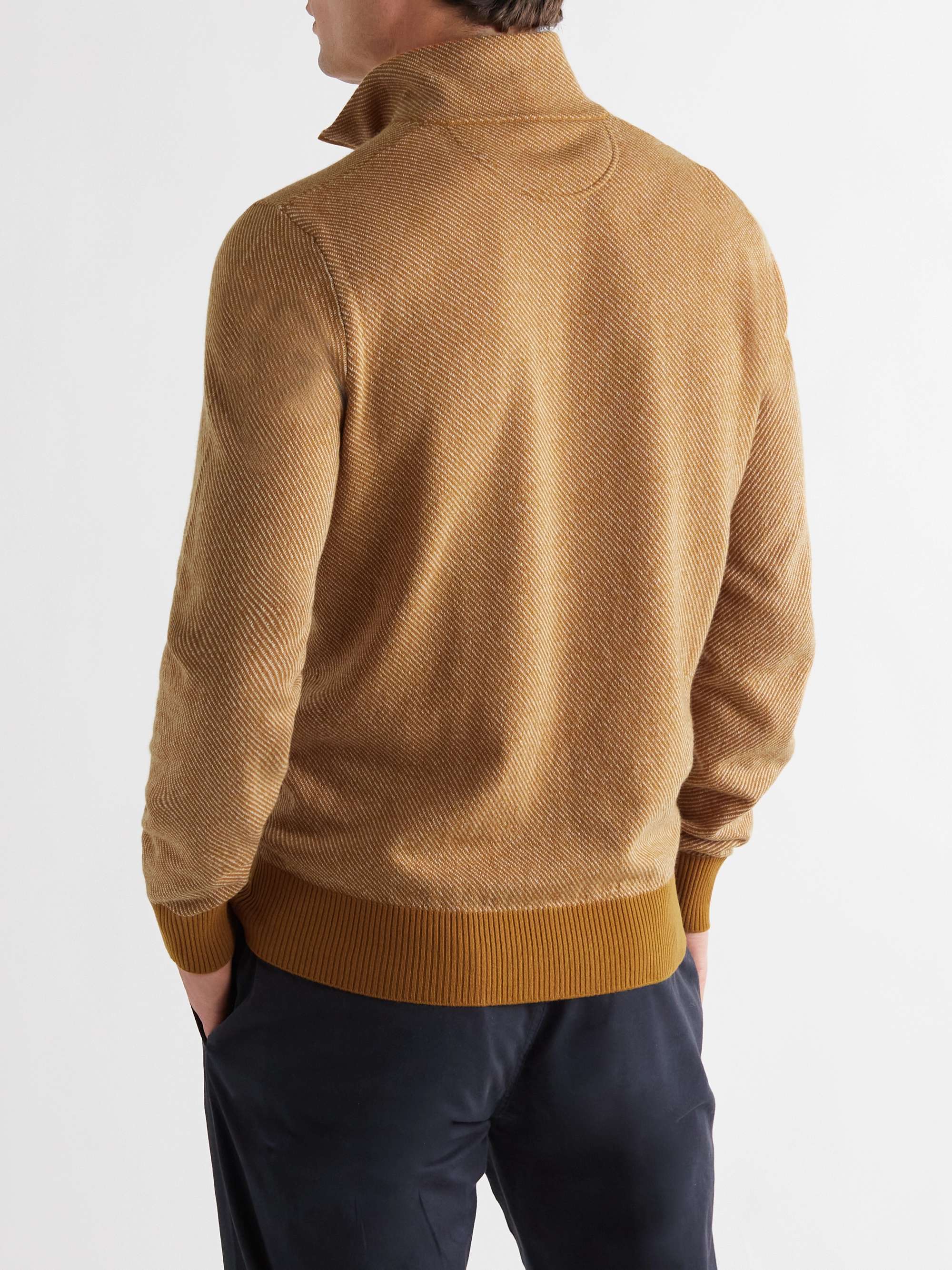 LORO PIANA Roadster Striped Cashmere Half-Zip Sweater