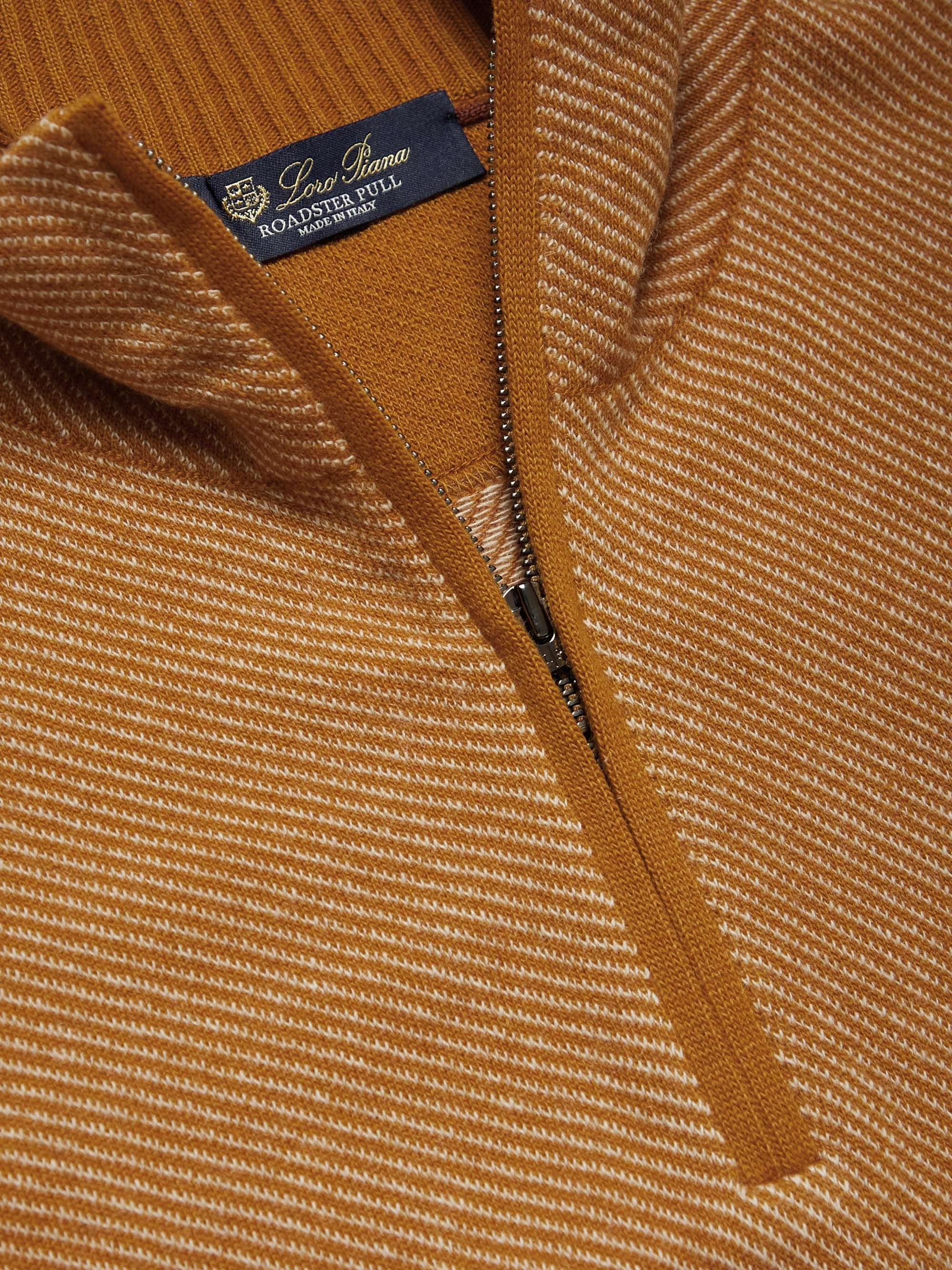 LORO PIANA Roadster Striped Cashmere Half-Zip Sweater