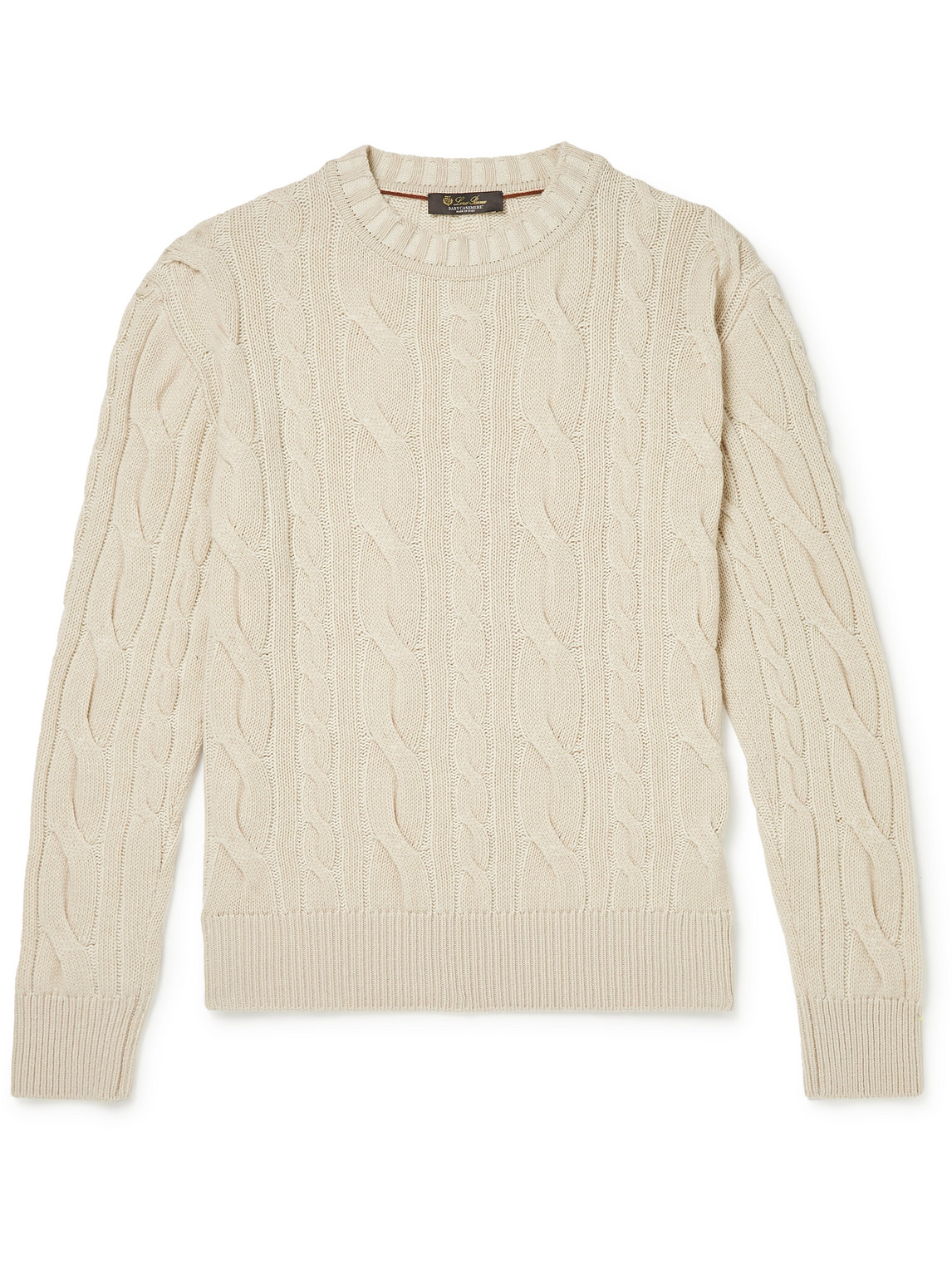 Loro Piana Cable-knit Baby Cashmere Rollneck Sweater In Neutrals