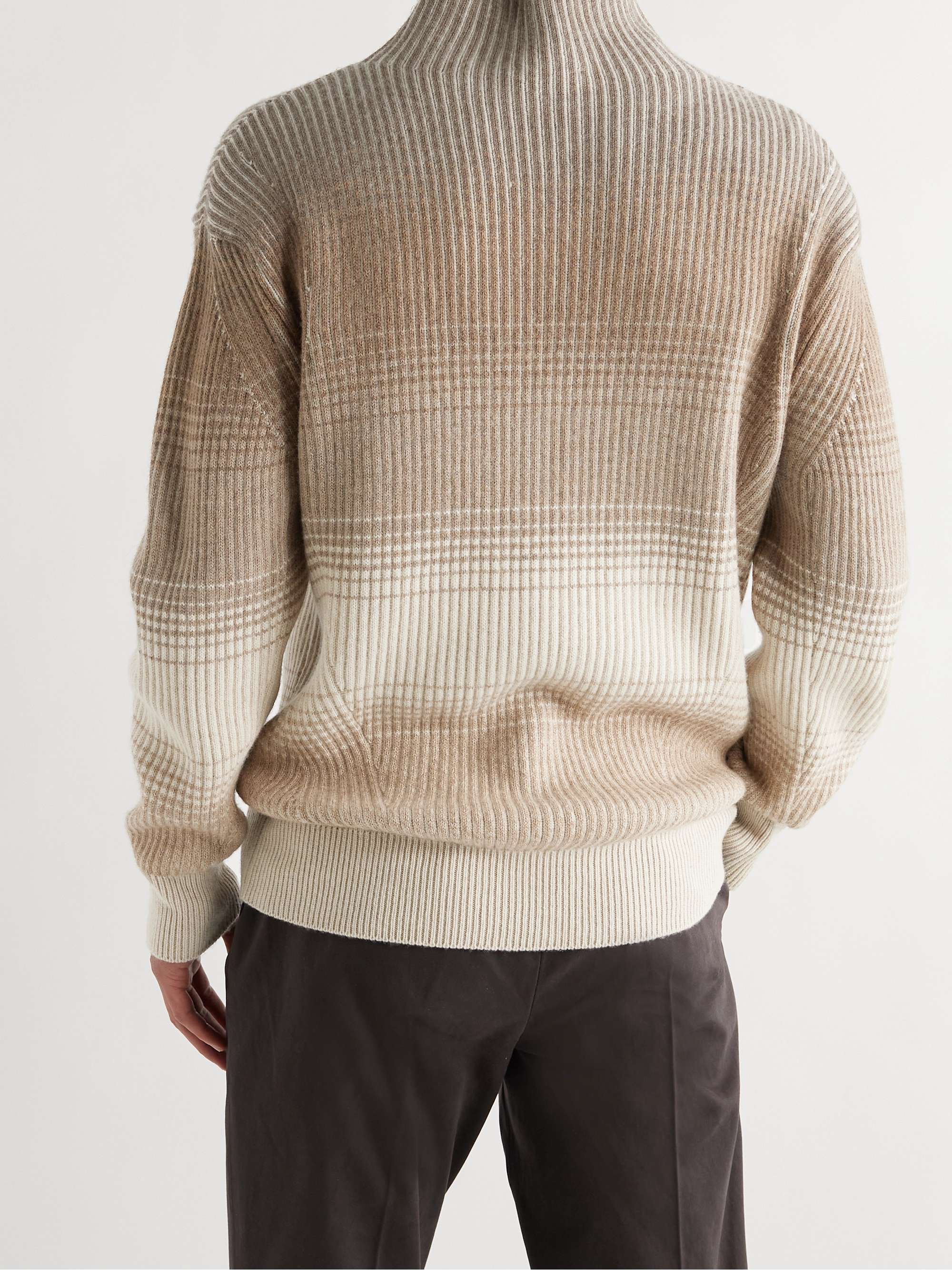 LORO PIANA Ribbed Virgin Wool Mock-Neck Sweater