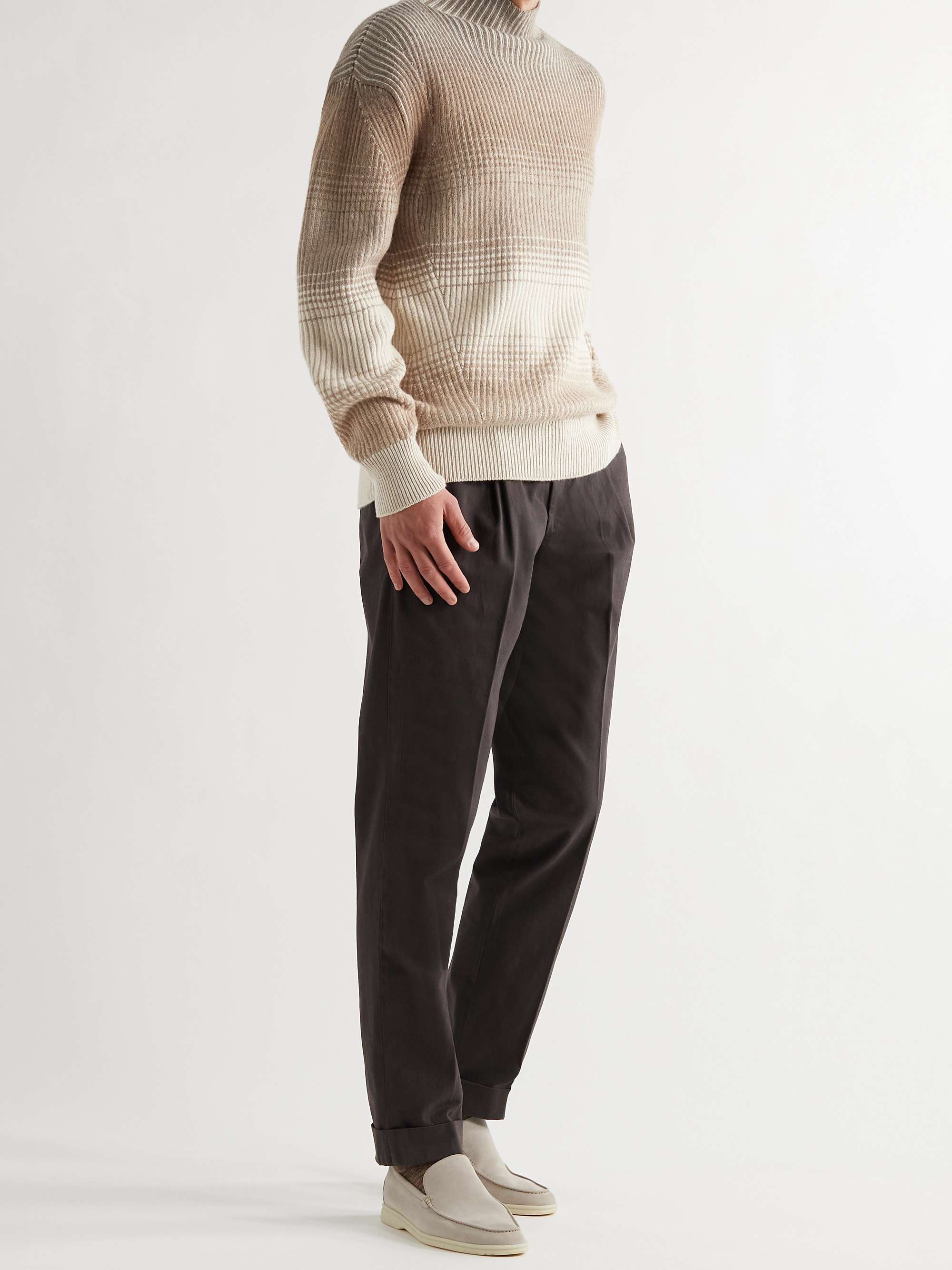 LORO PIANA Ribbed Virgin Wool Mock-Neck Sweater