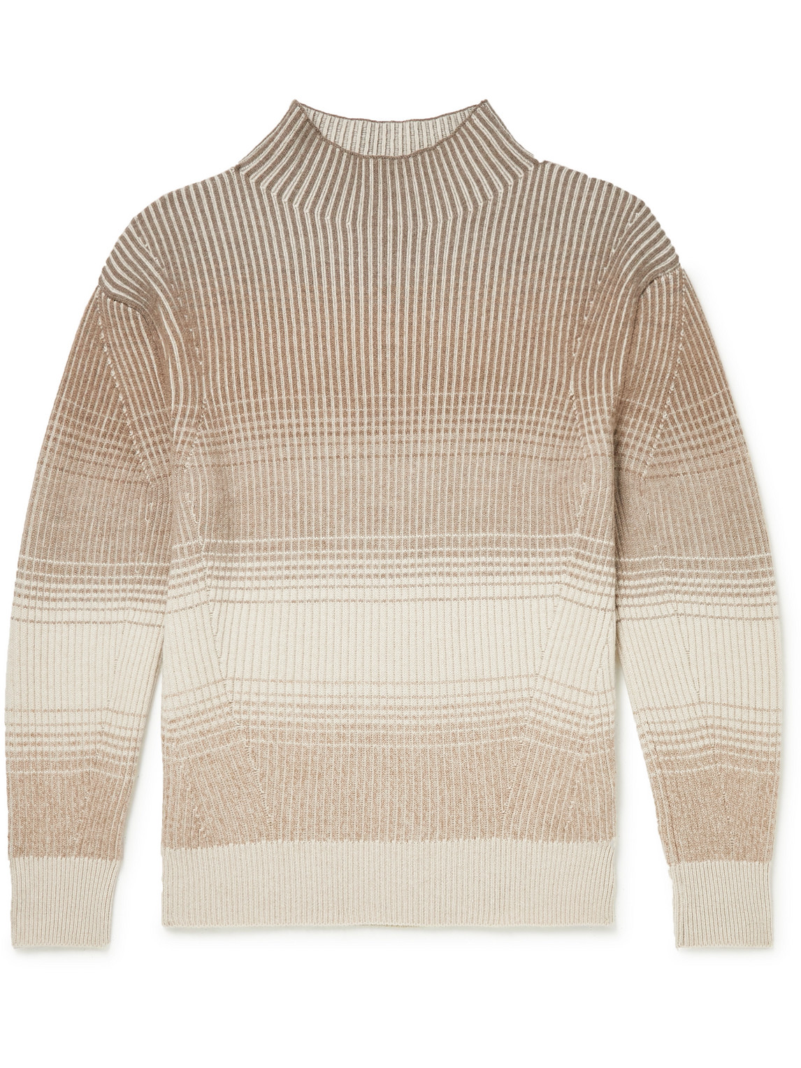 Loro Piana Ribbed Virgin Wool Mock-neck Sweater In Neutrals