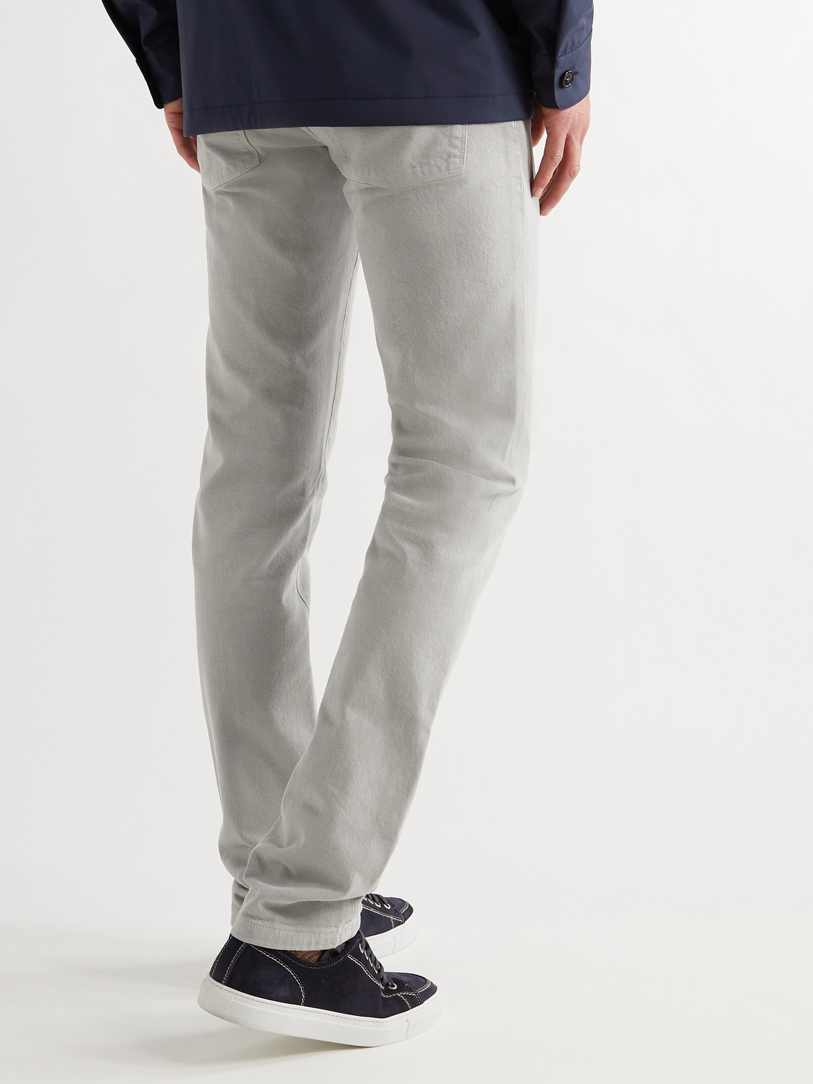 Shop Loro Piana Slim-fit Stretch-denim Jeans In Gray