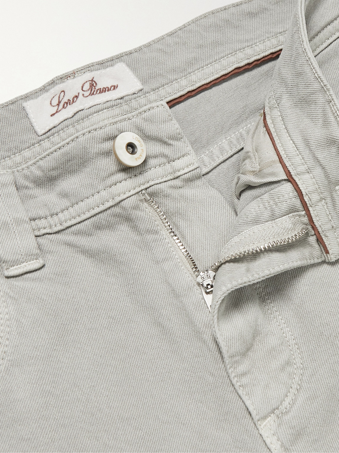 Shop Loro Piana Slim-fit Stretch-denim Jeans In Gray