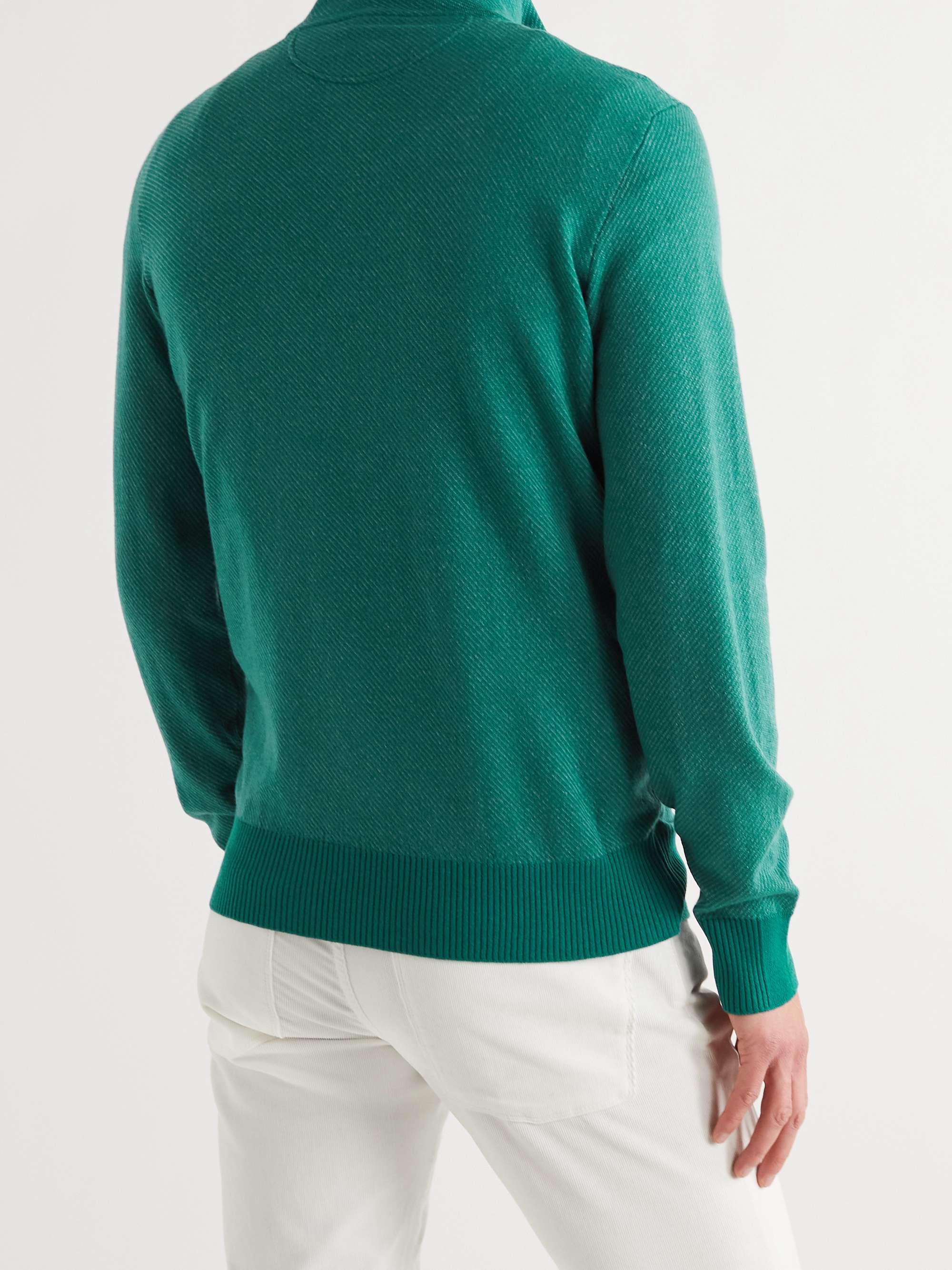LORO PIANA Roadster Striped Cashmere Half-Zip Sweater