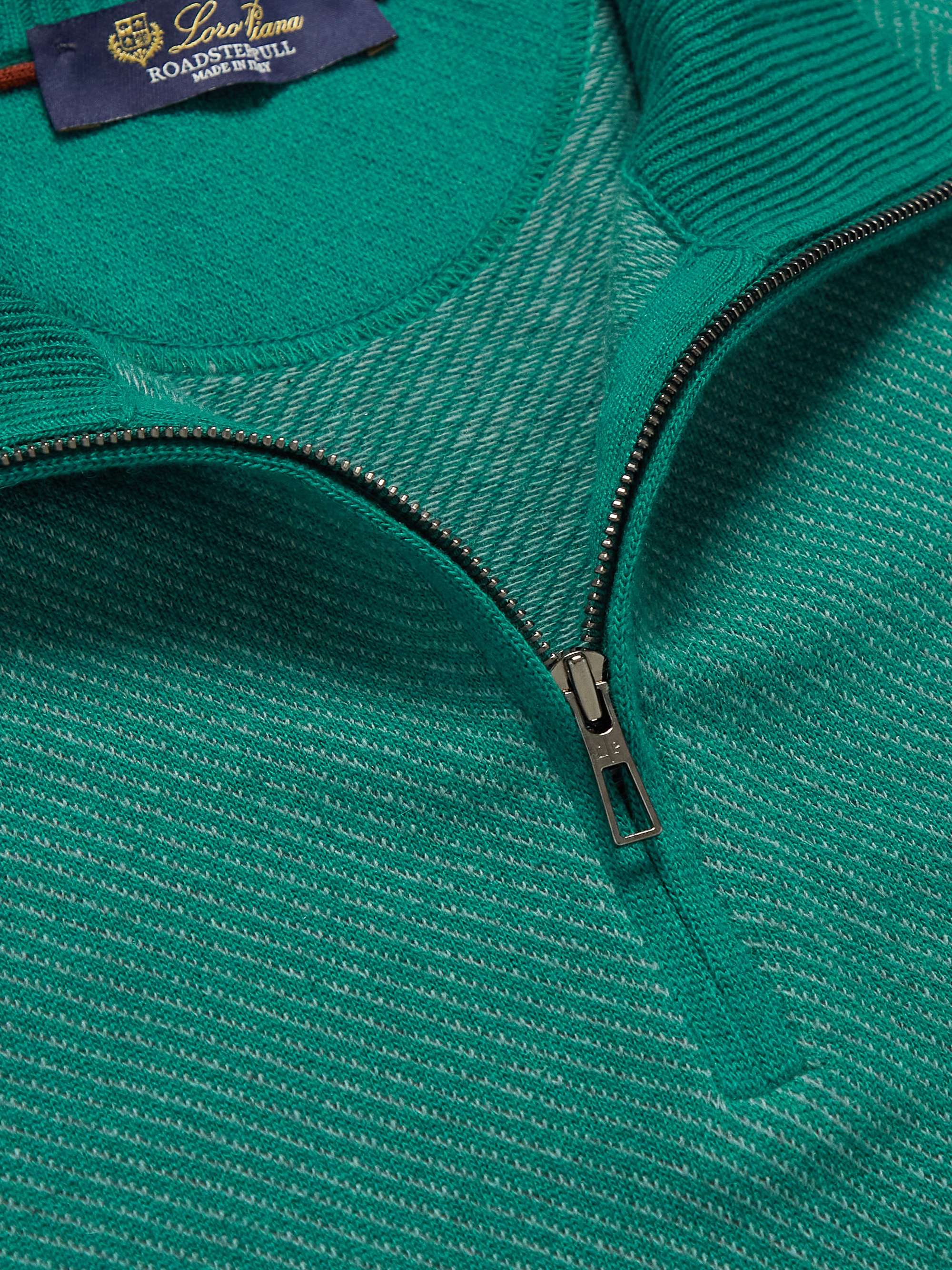 LORO PIANA Roadster Striped Cashmere Half-Zip Sweater