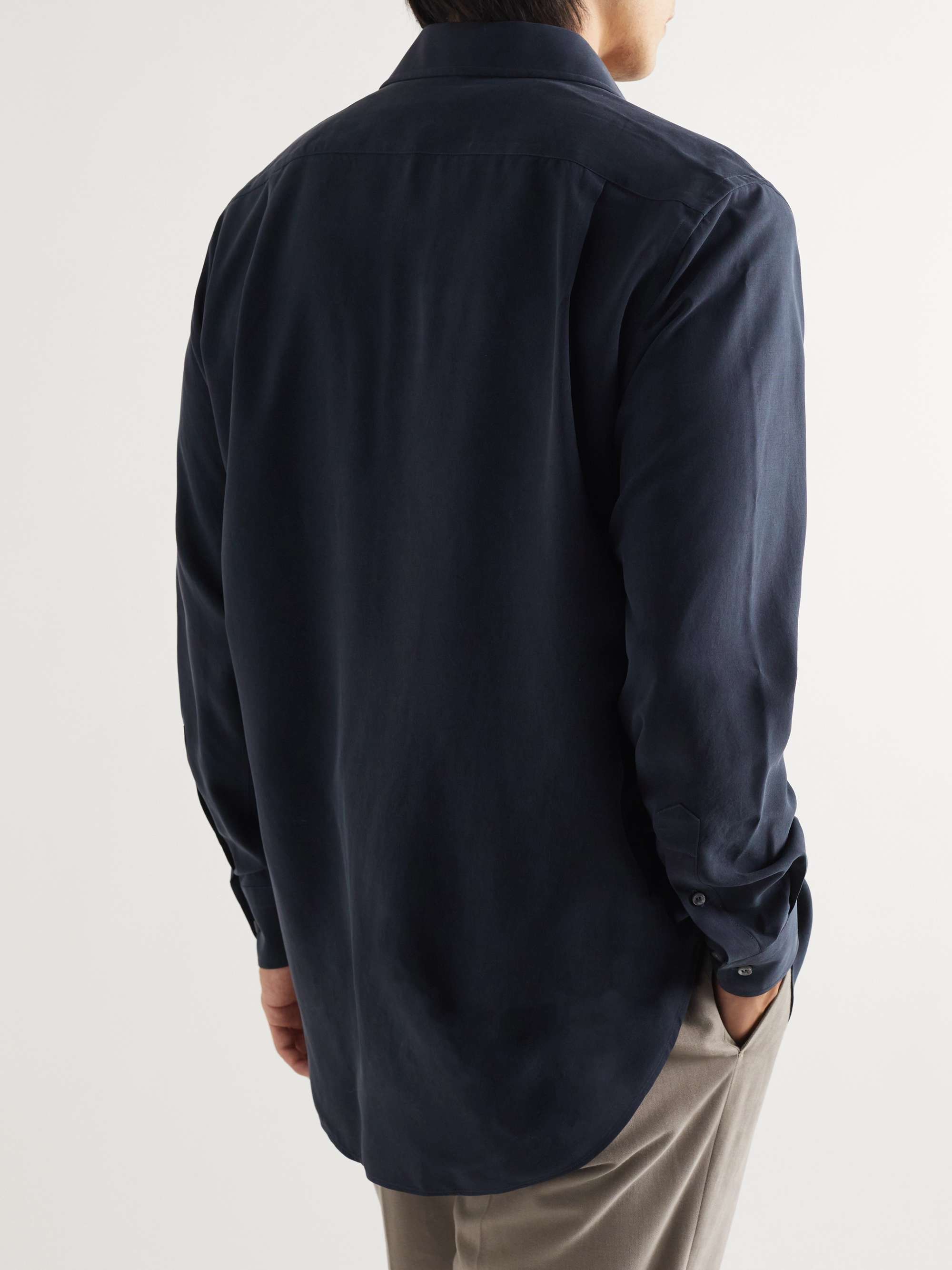 LORO PIANA 앙드레 가먼트 다이 실크 셔츠