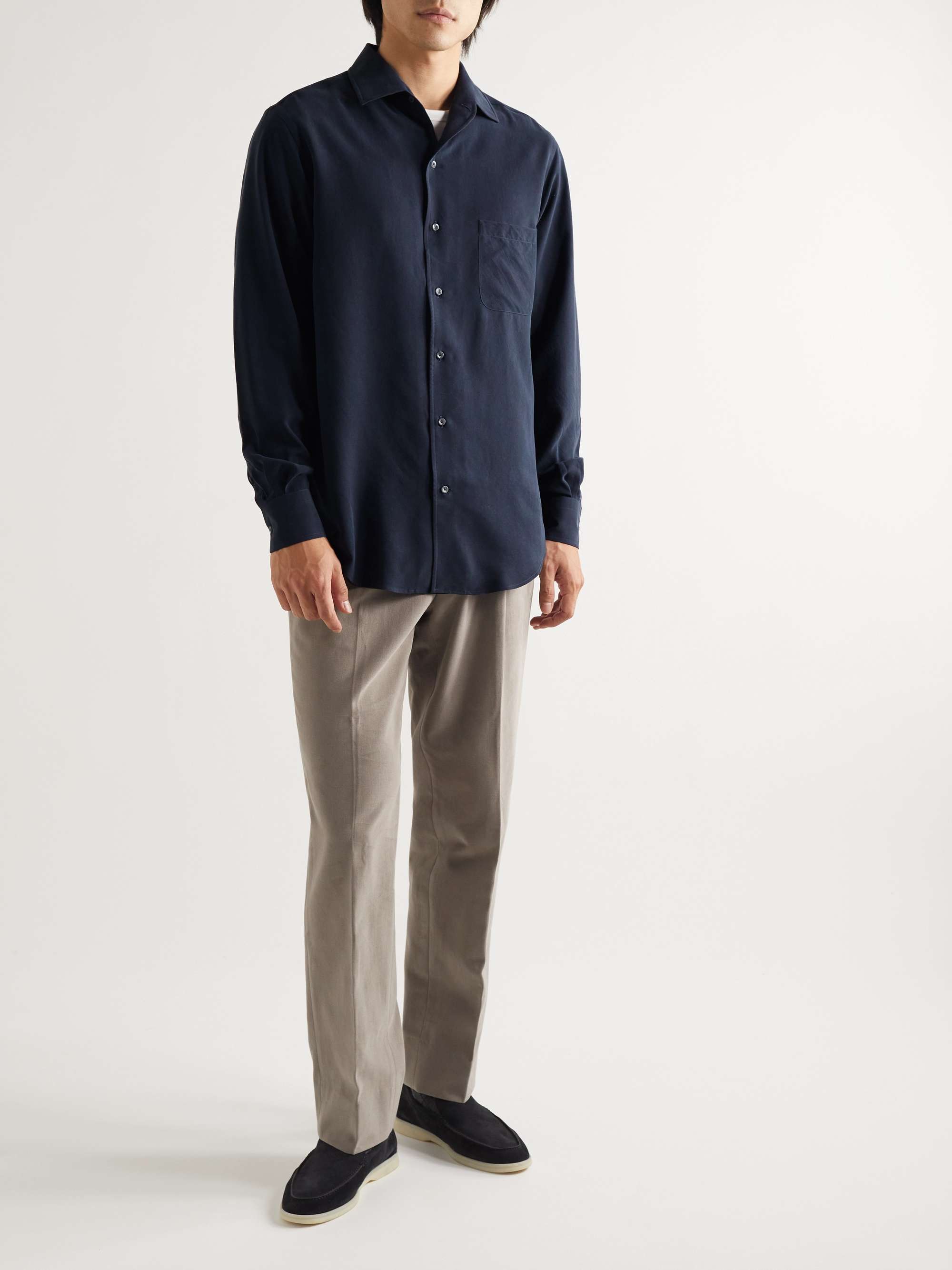 LORO PIANA 앙드레 가먼트 다이 실크 셔츠