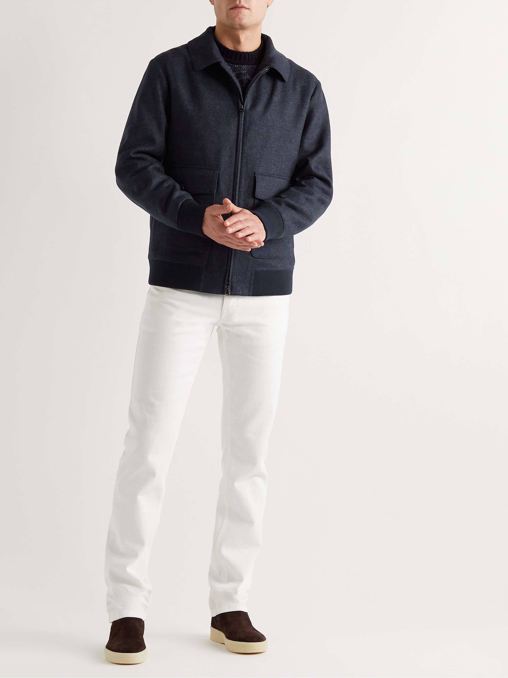 LORO PIANA Caldwell Rain System Virgin Wool and Cashmere-Blend Bomber Jacket