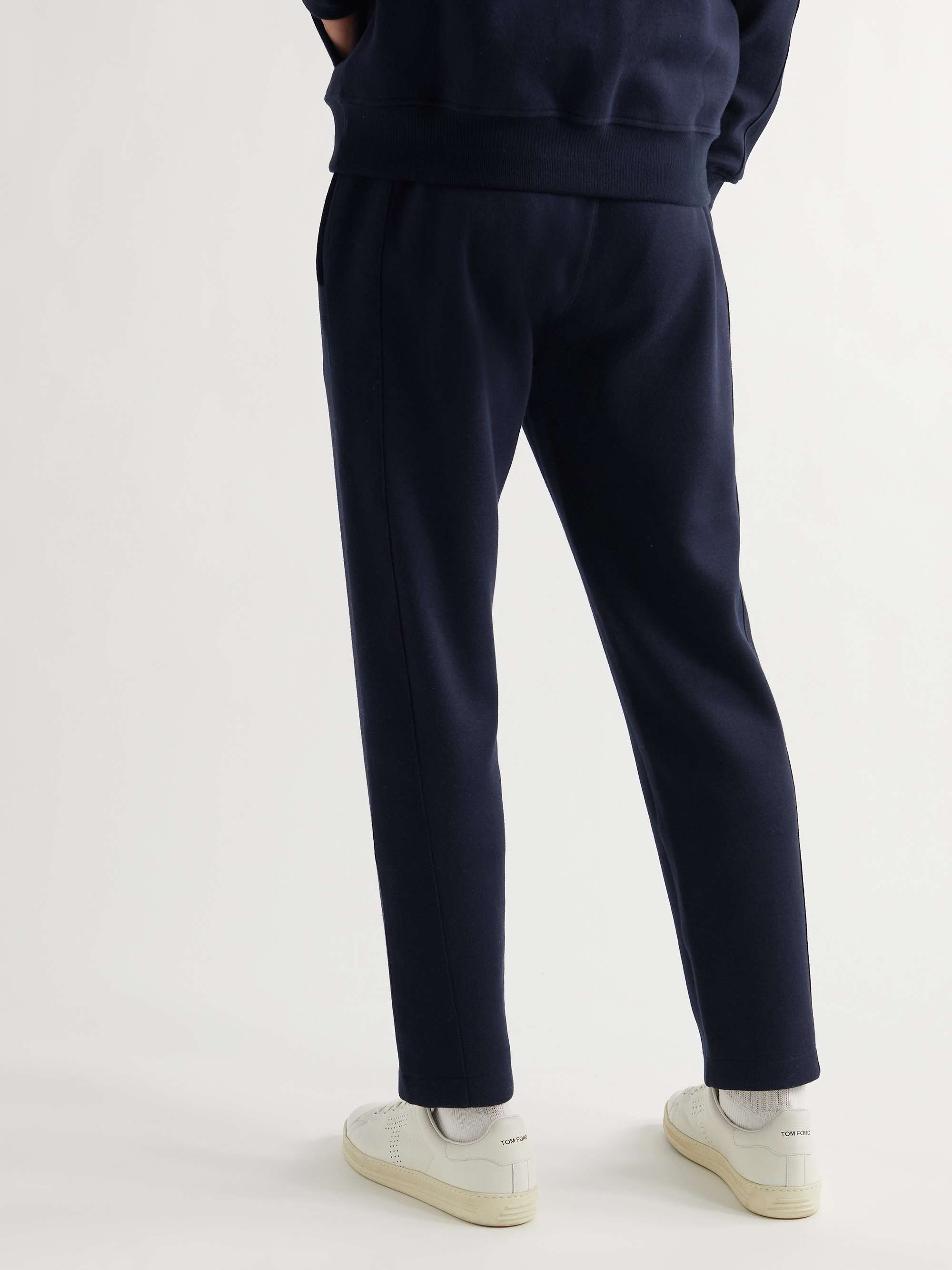 LORO PIANA Tapered Double-Faced Cotton, Silk and Cashmere-Blend Jersey Sweatpants