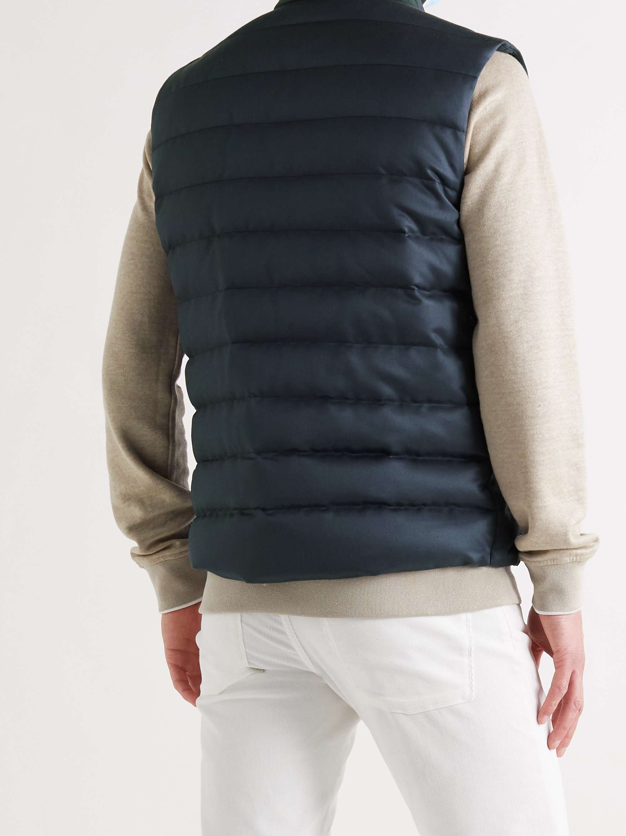 LORO PIANA Gateway Rain System Quilted Silk-Twill Down Gilet
