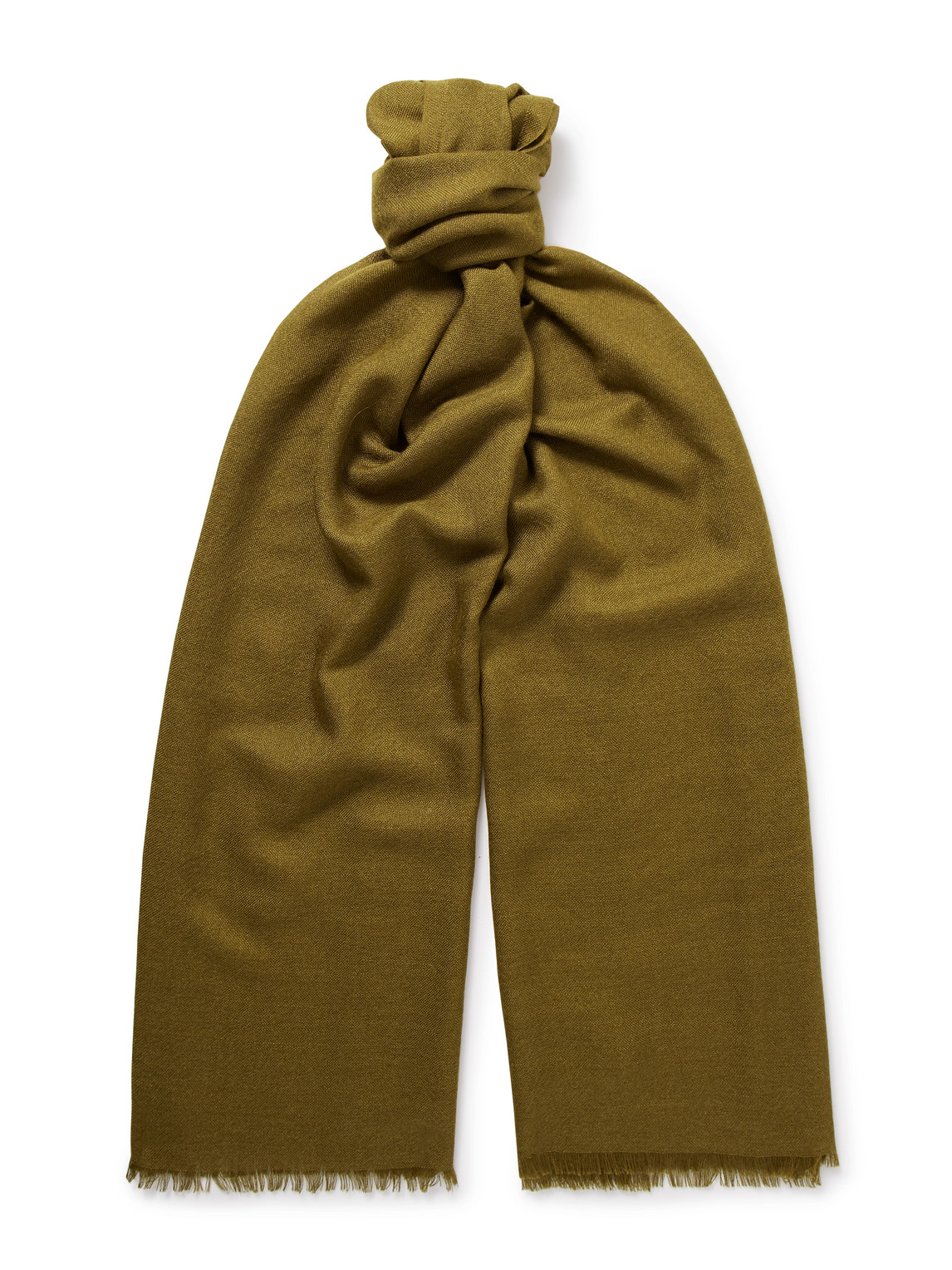 Loro Piana Fringed Cashmere And Silk-blend Scarf In Green