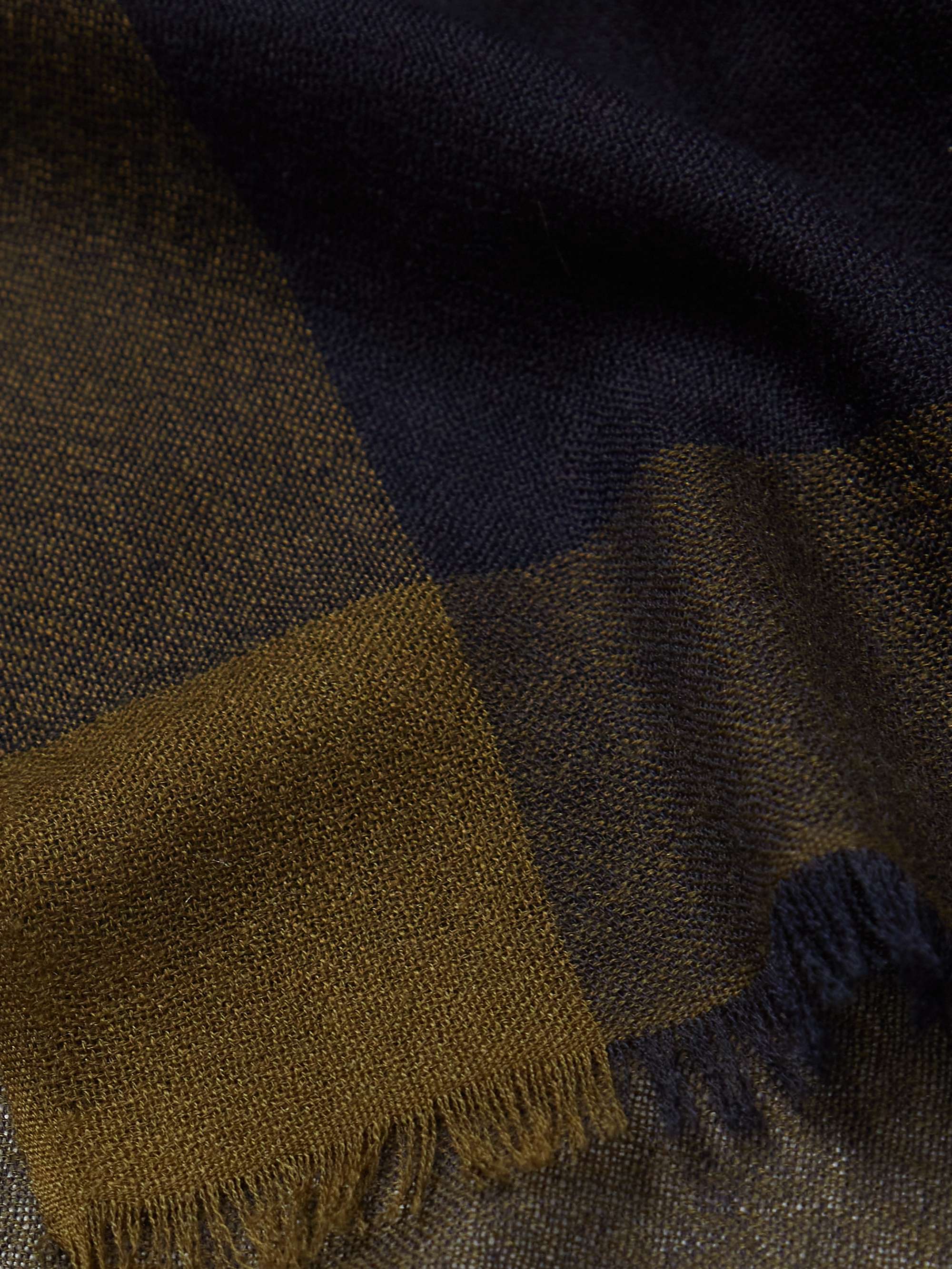 LORO PIANA Fringed Checked Brushed-Cashmere Scarf