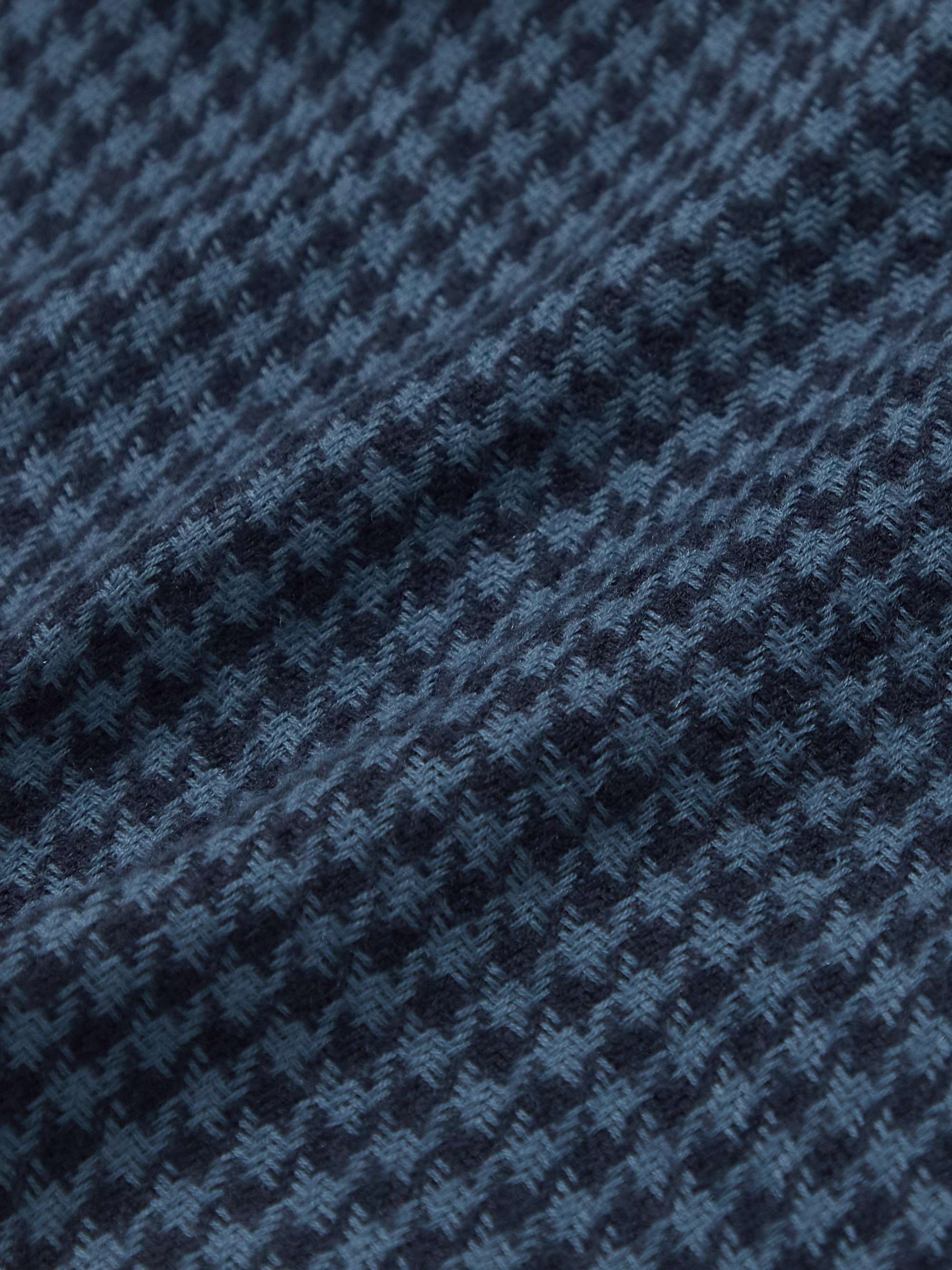 LORO PIANA Fringed Houndstooth Cashmere and Silk-Blend Scarf