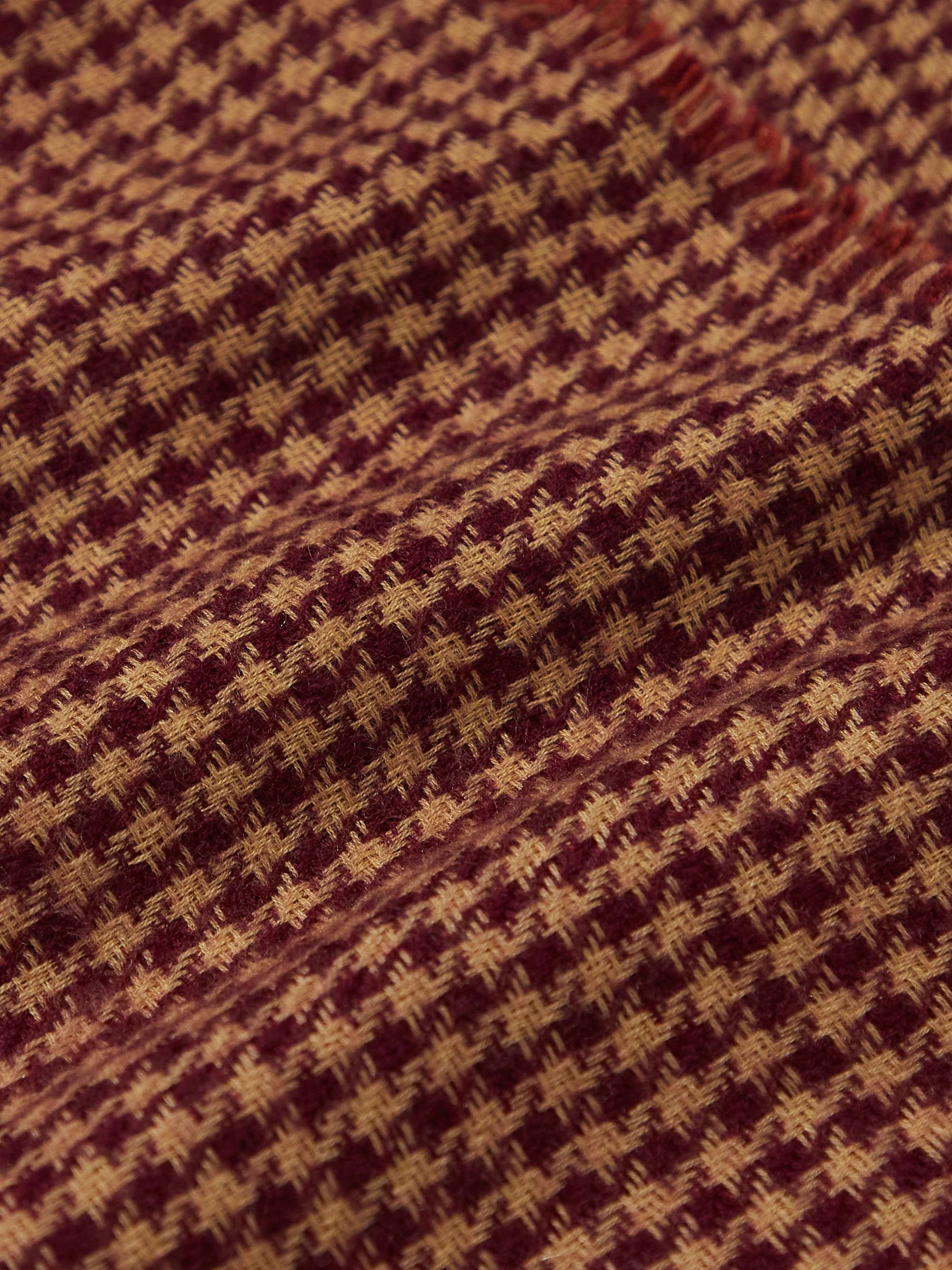 LORO PIANA Fringed Houndstooth Cashmere and Silk-Blend Scarf