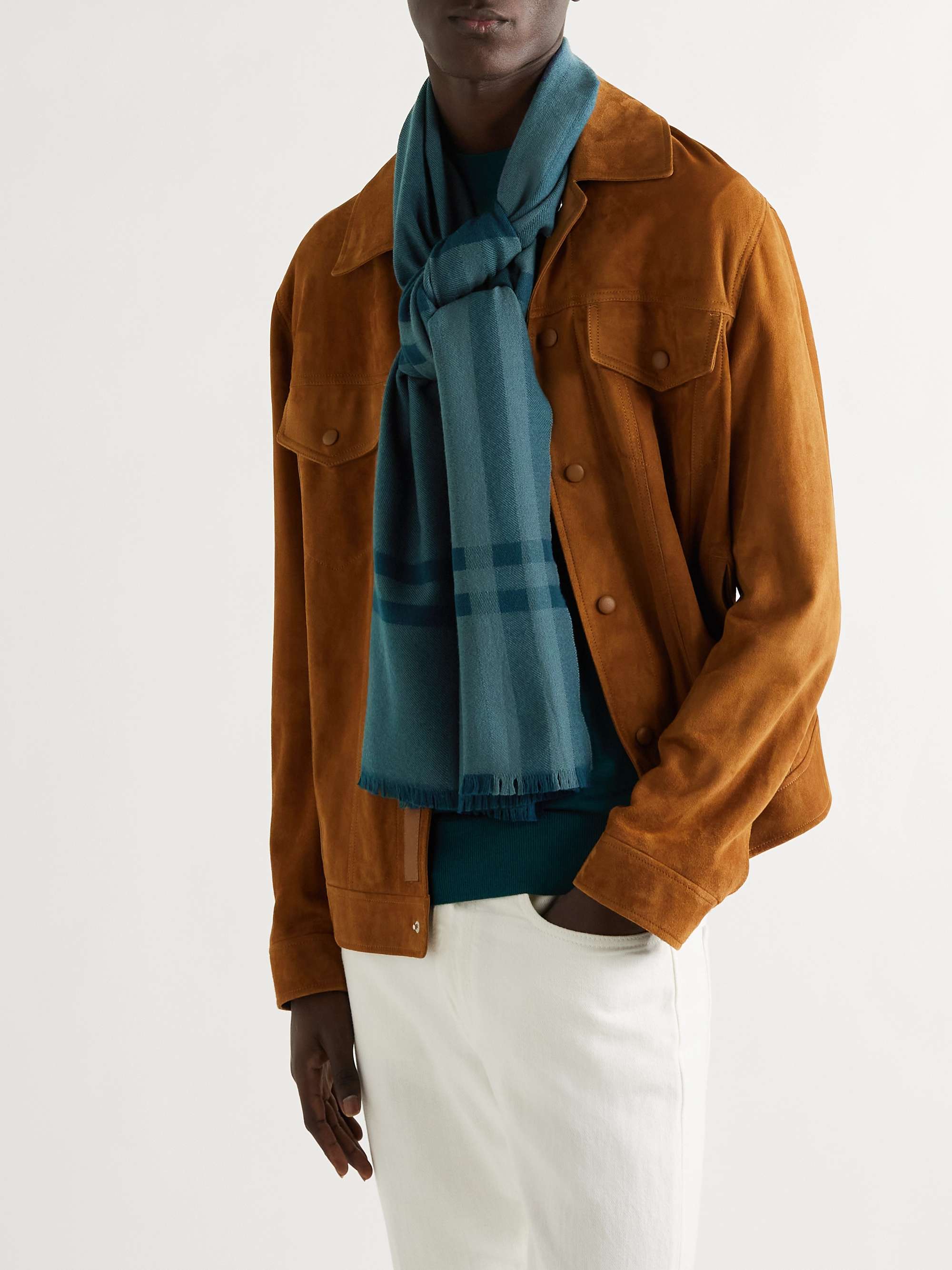 LORO PIANA Fringed Checked Virgin Wool Scarf