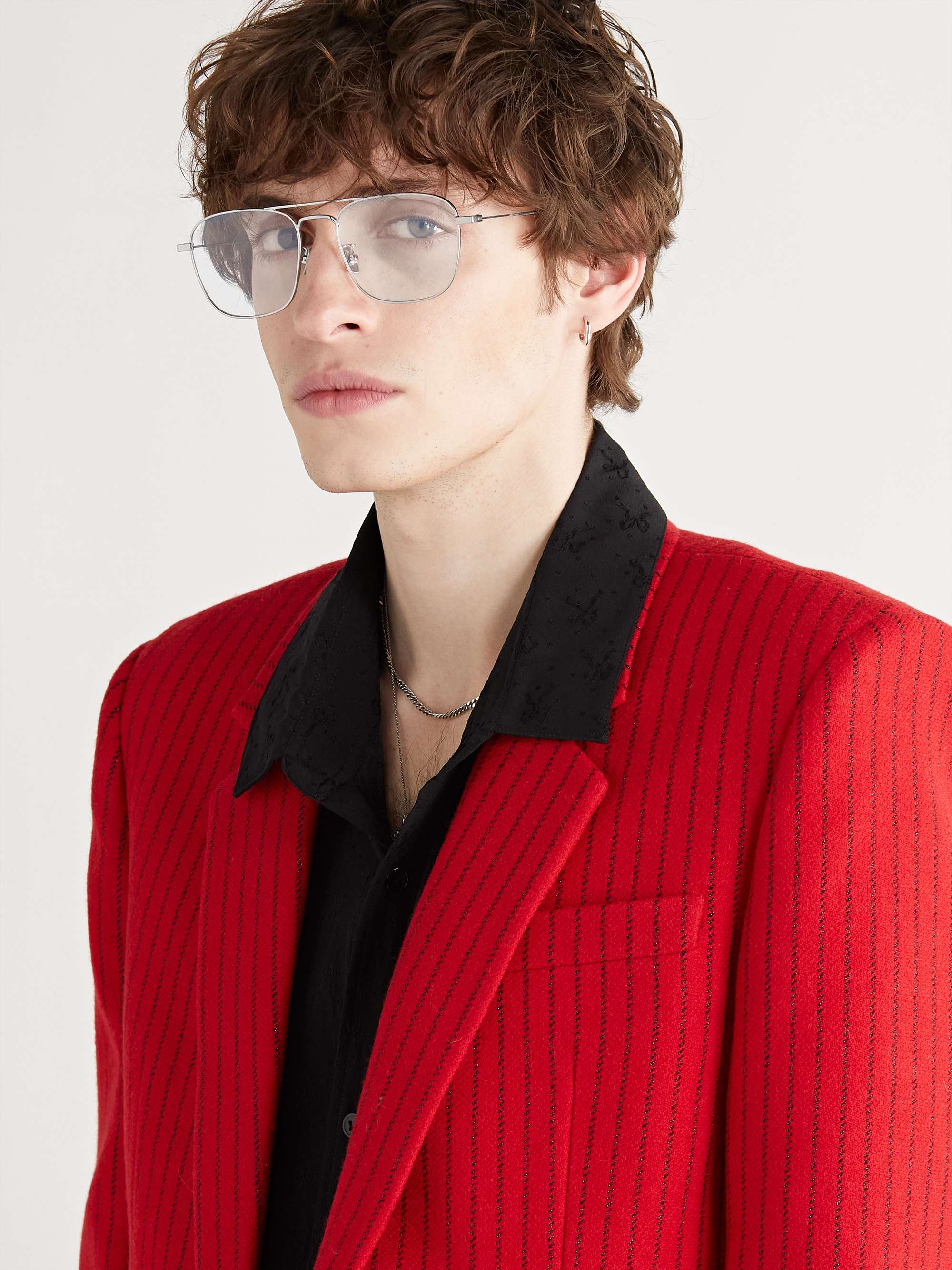 SAINT LAURENT EYEWEAR Aviator-Style Silver-Tone Optical Glasses