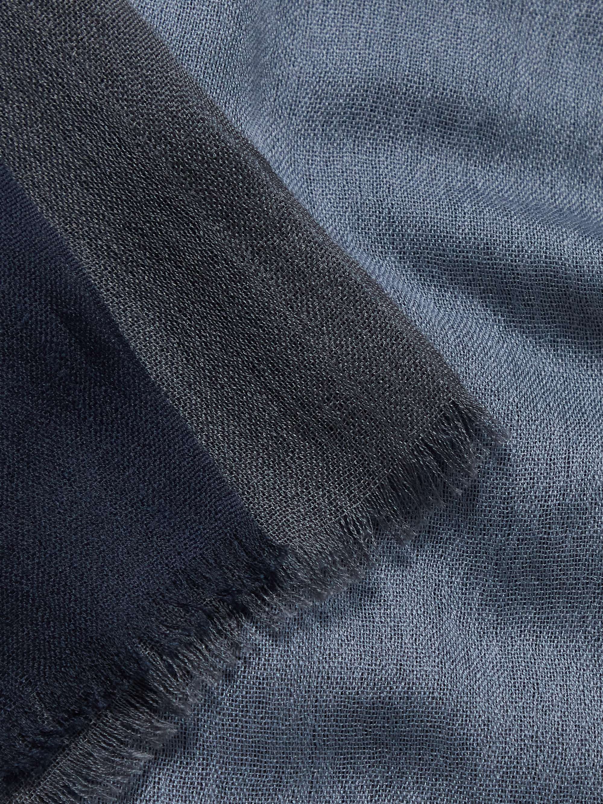 LORO PIANA Fringed Colour-Block Cashmere and Silk-Blend Scarf