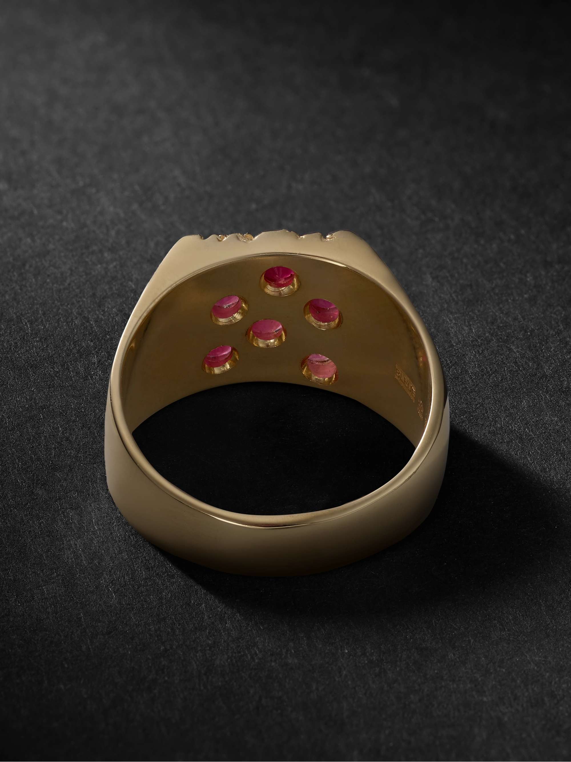 BLEUE BURNHAM Tuscany Superb Recycled 9-Karat Gold, Ruby and Sapphire Signet Ring