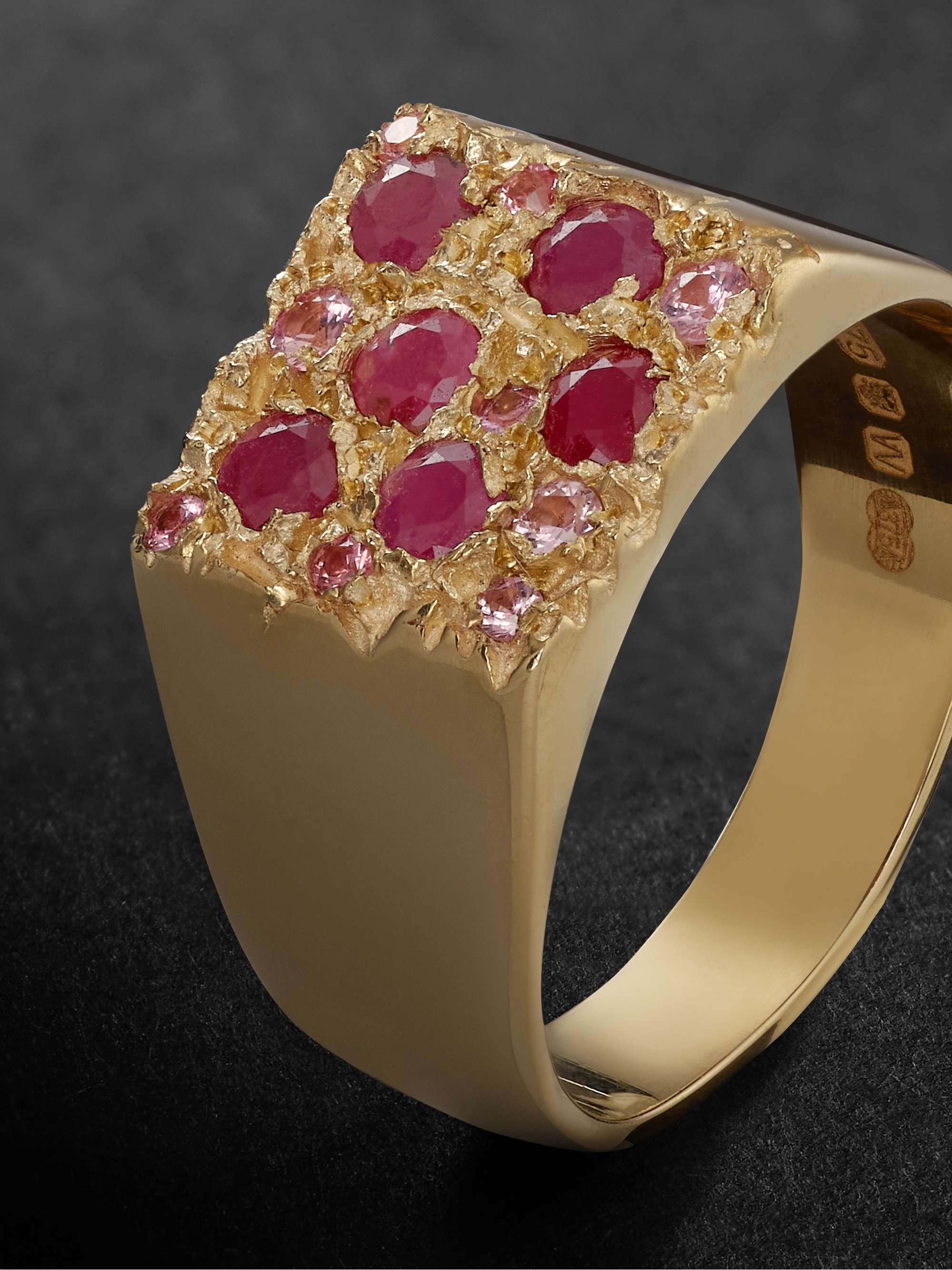 BLEUE BURNHAM Tuscany Superb Recycled 9-Karat Gold, Ruby and Sapphire Signet Ring