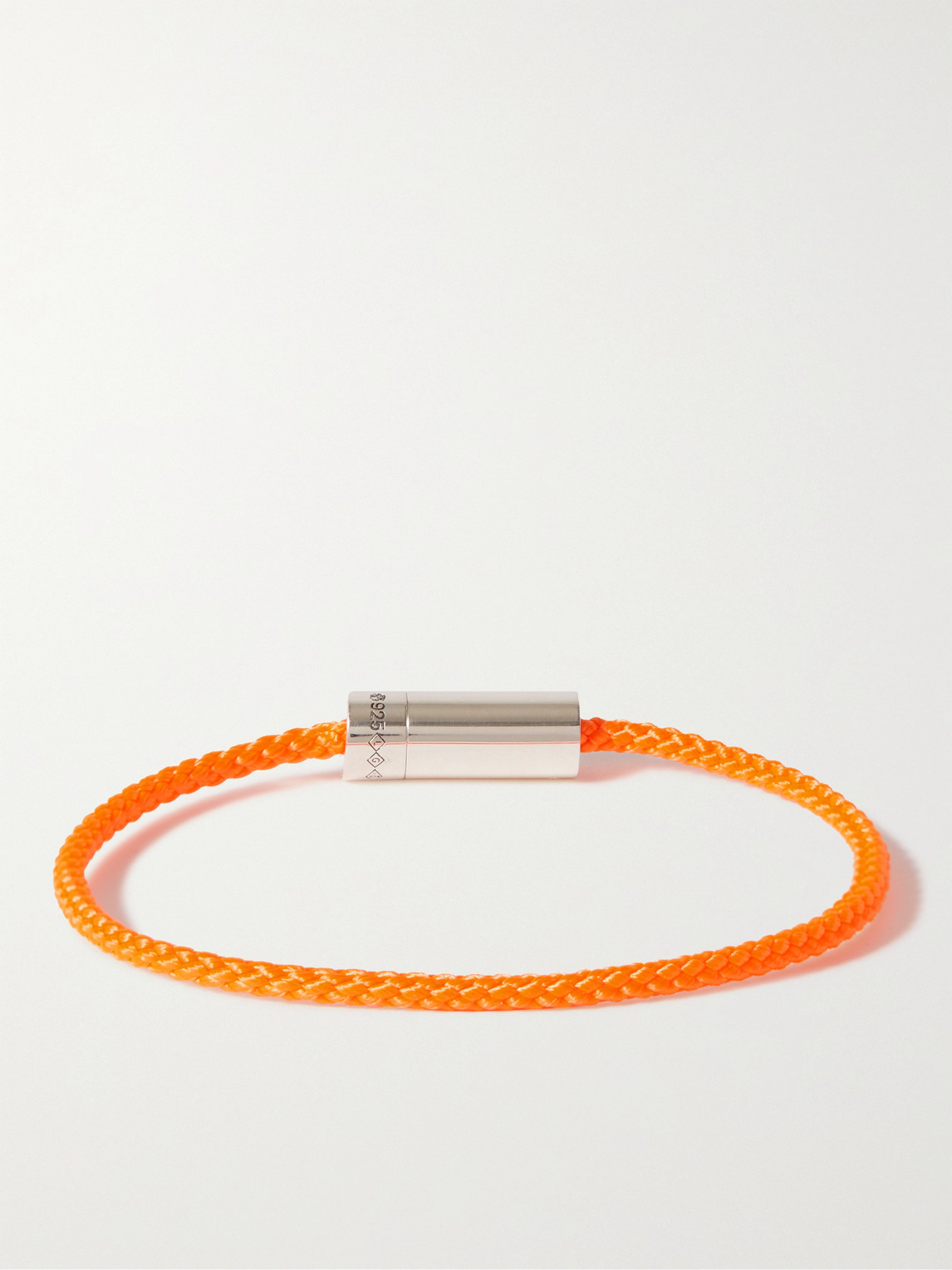 Shop Le Gramme 5g Braided Cord And Sterling Silver Bracelet In Orange