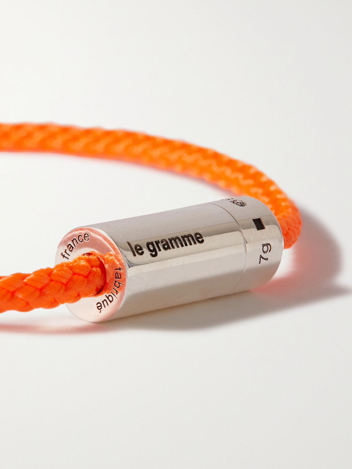 Shop Le Gramme 5g Braided Cord And Sterling Silver Bracelet In Orange