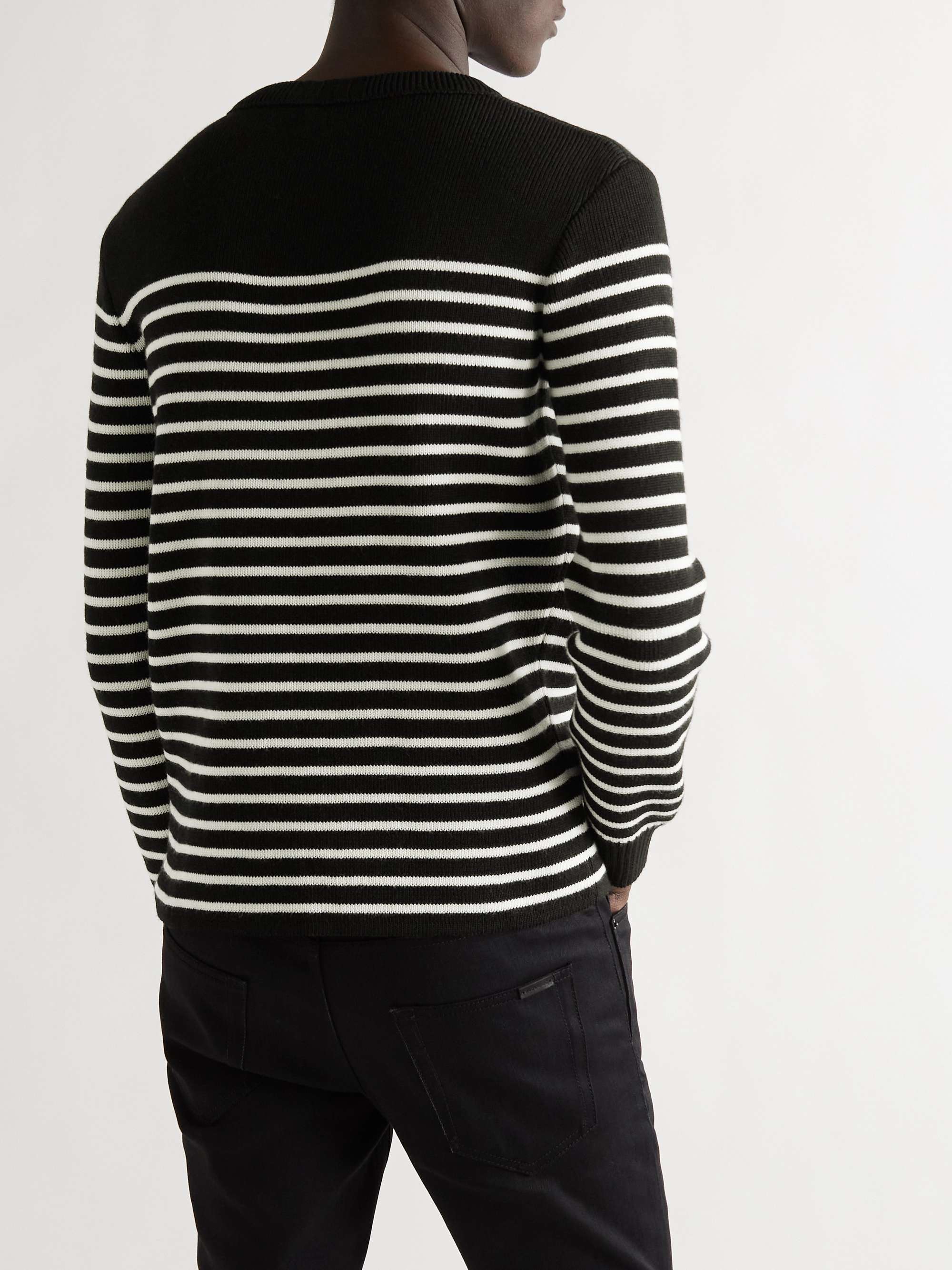 SAINT LAURENT Striped Cotton and Wool-Blend Sweater