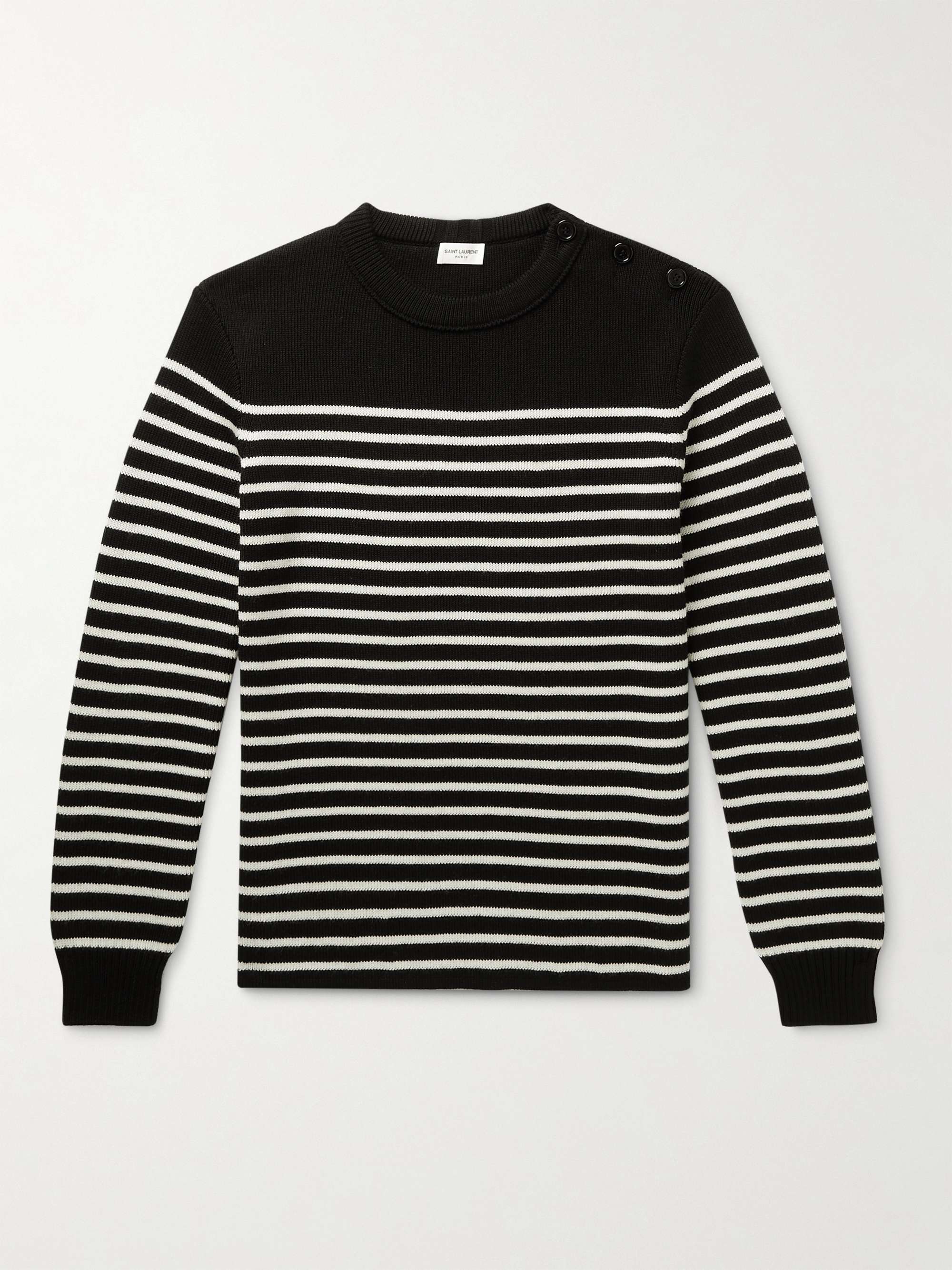 SAINT LAURENT Striped Cotton and Wool-Blend Sweater