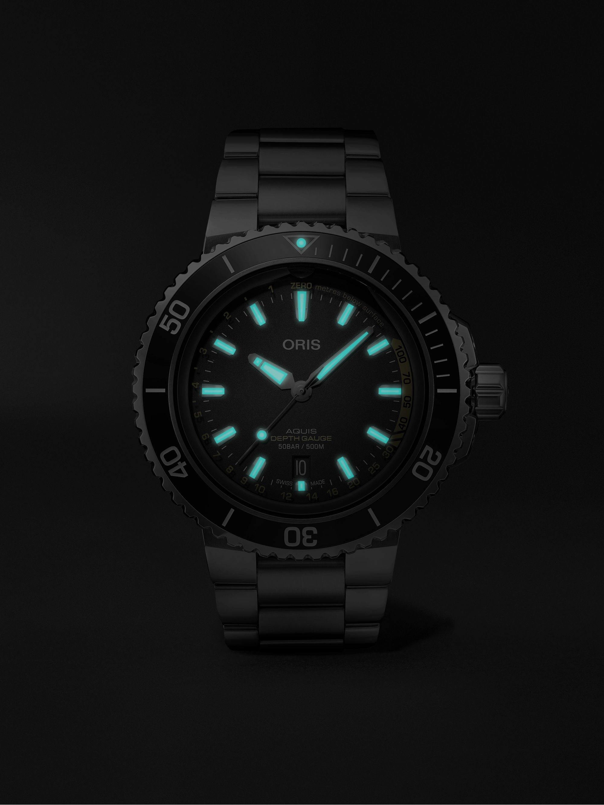 ORIS Aquis Depth Gauge Automatic 45.8mm Stainless Steel Watch, Ref. No. 01 733 7755 4154-Set MB