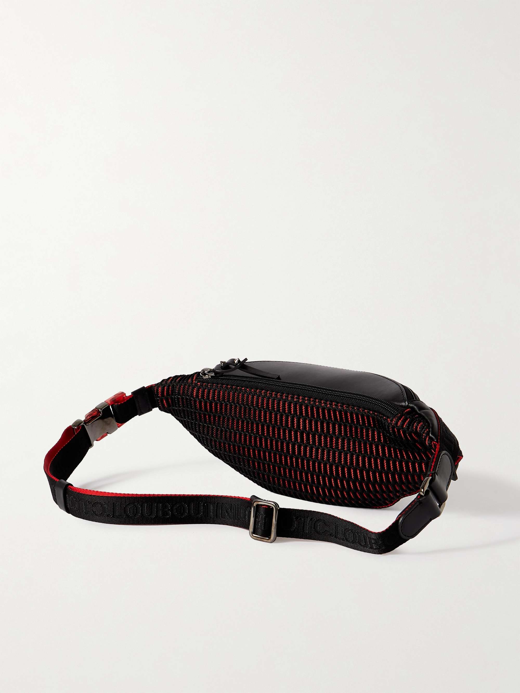 CHRISTIAN LOUBOUTIN Spiked Mesh-Trimmed Leather Belt Bag