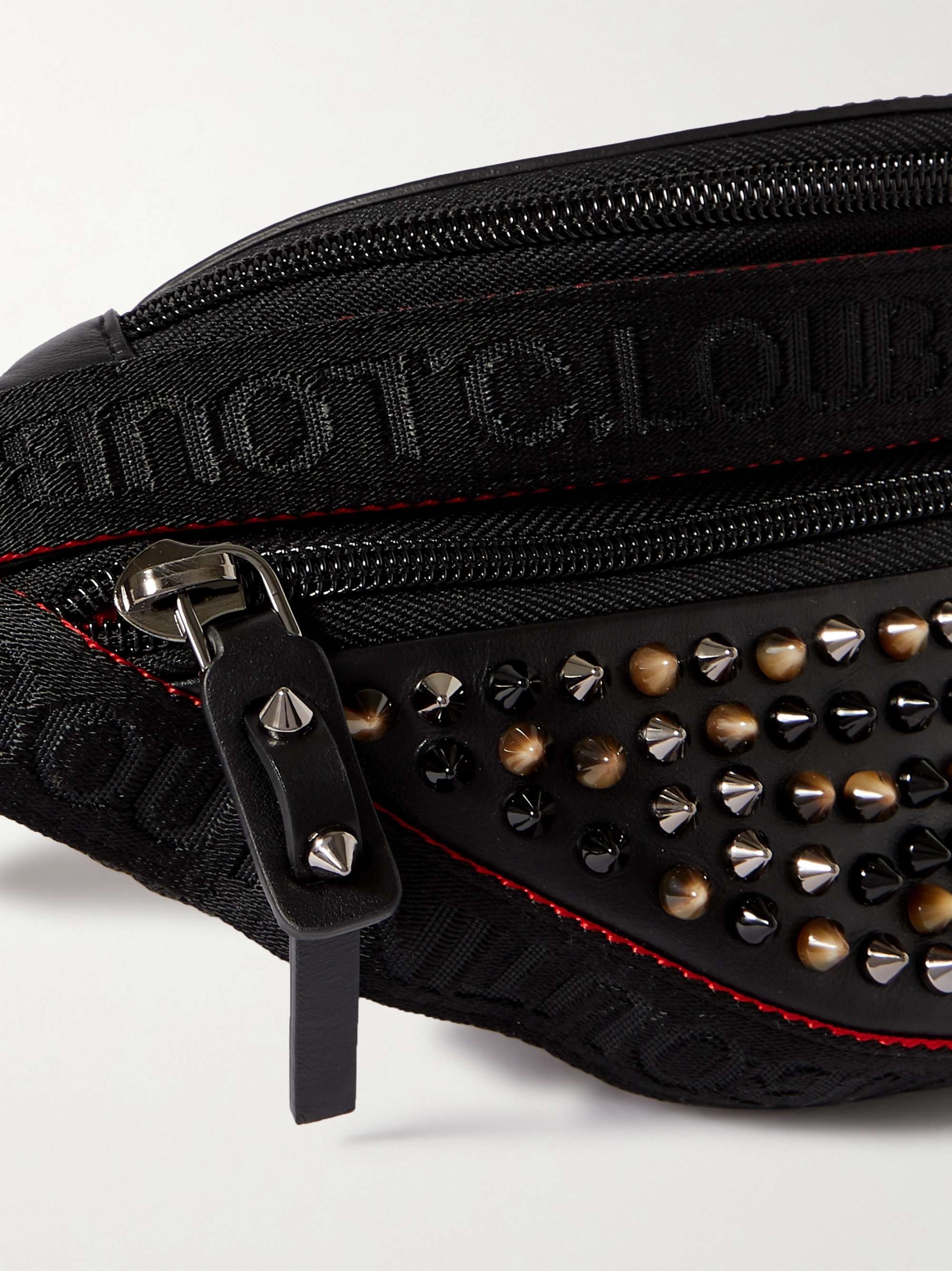 CHRISTIAN LOUBOUTIN Spiked Mesh-Trimmed Leather Belt Bag