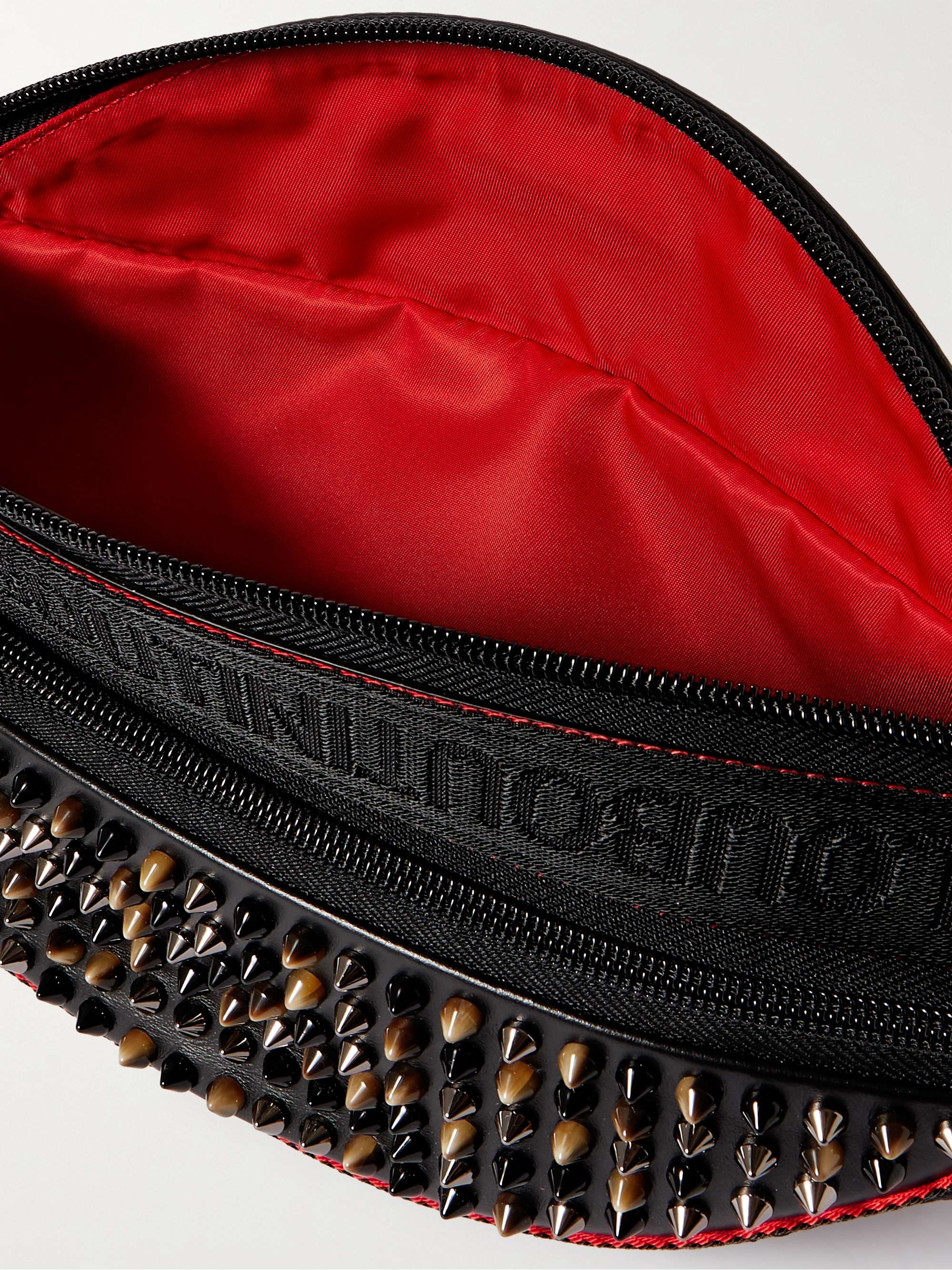 CHRISTIAN LOUBOUTIN Spiked Mesh-Trimmed Leather Belt Bag