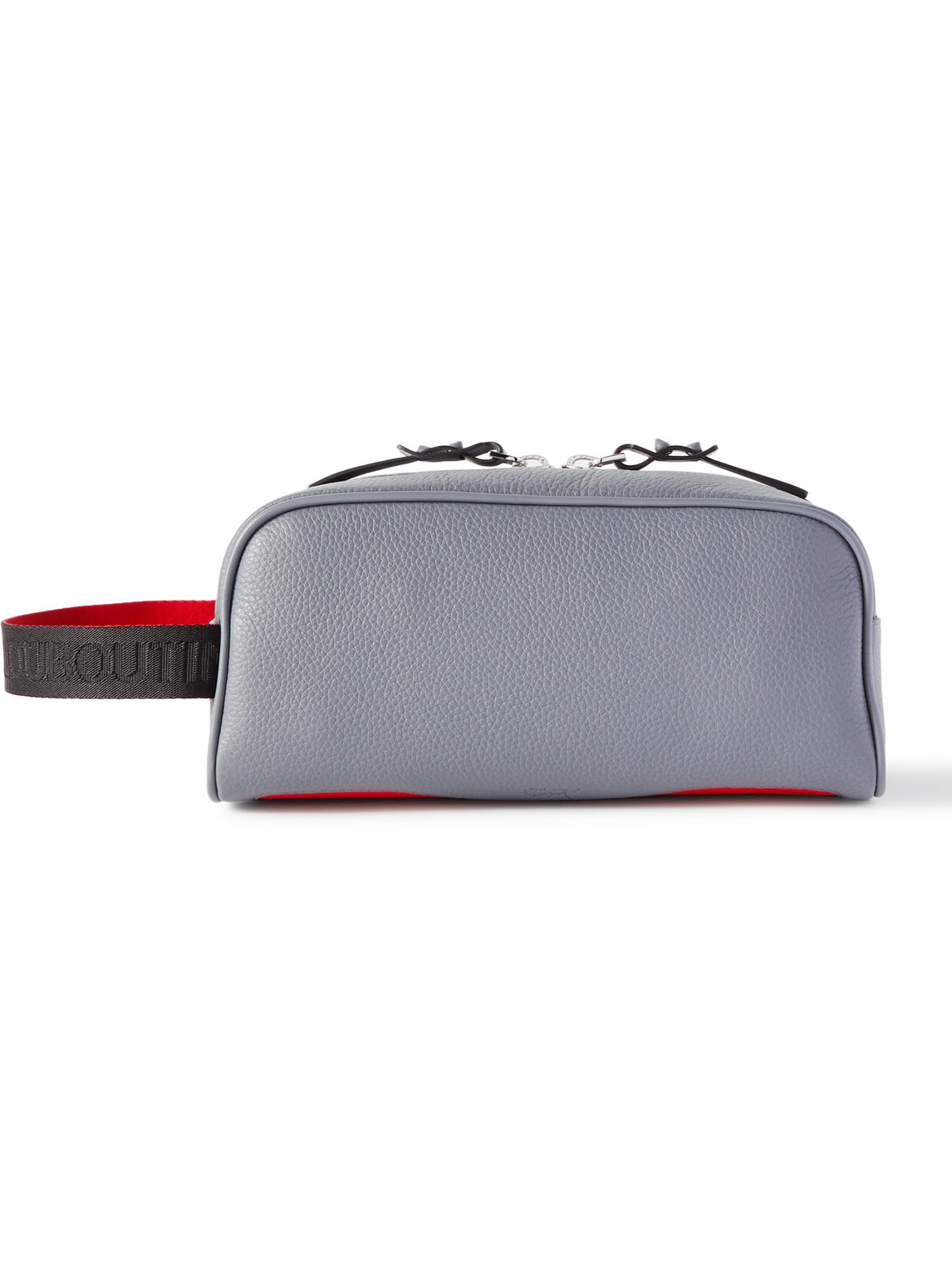 Christian Louboutin Full-grain Leather Wash Bag In Grey